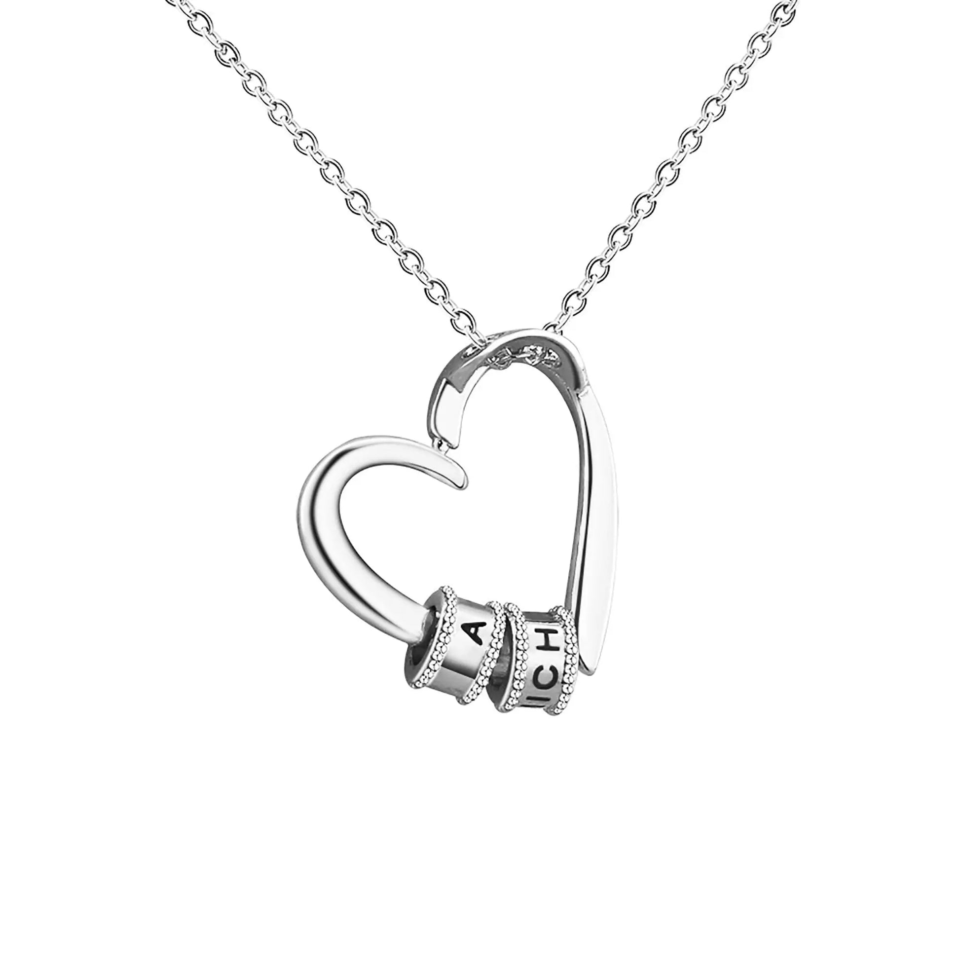 Personalized Heart-shaped Charming Gifts Pendant Jewelry With 1-3 Beads Engraved Name - Blade & Thread