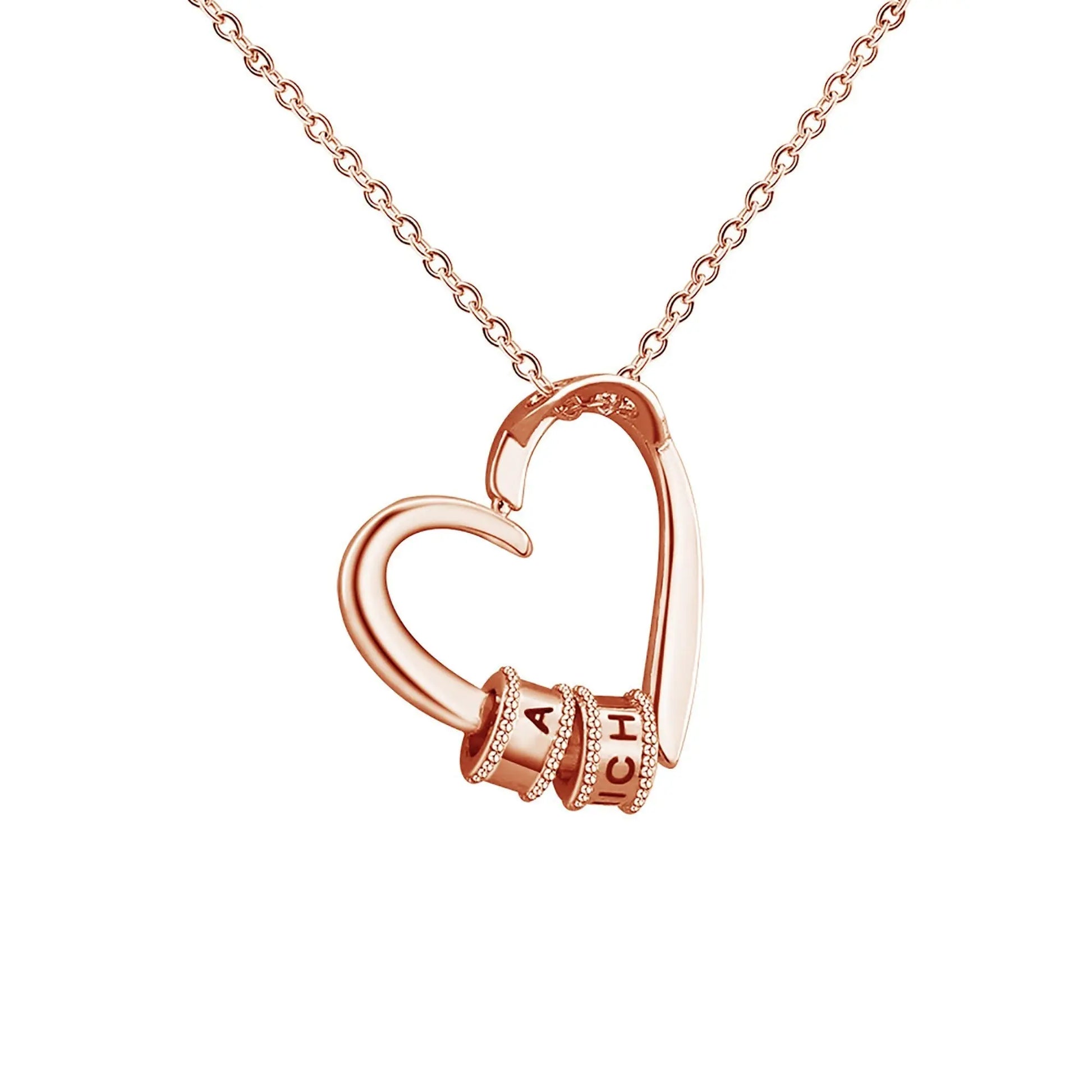 Personalized Heart-shaped Charming Gifts Pendant Jewelry With 1-3 Beads Engraved Name - Blade & Thread