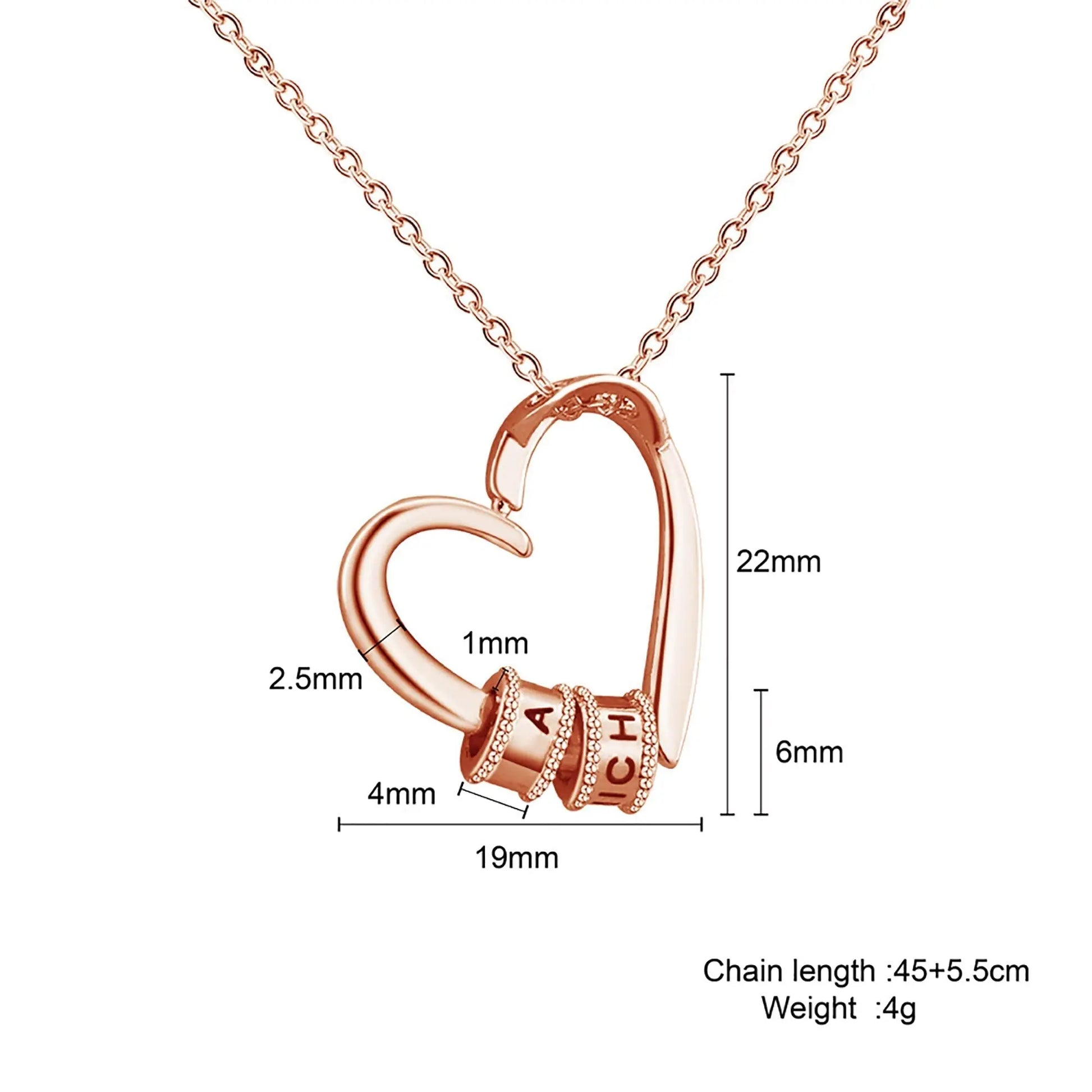 Personalized Heart-shaped Charming Gifts Pendant Jewelry With 1-3 Beads Engraved Name - Blade & Thread