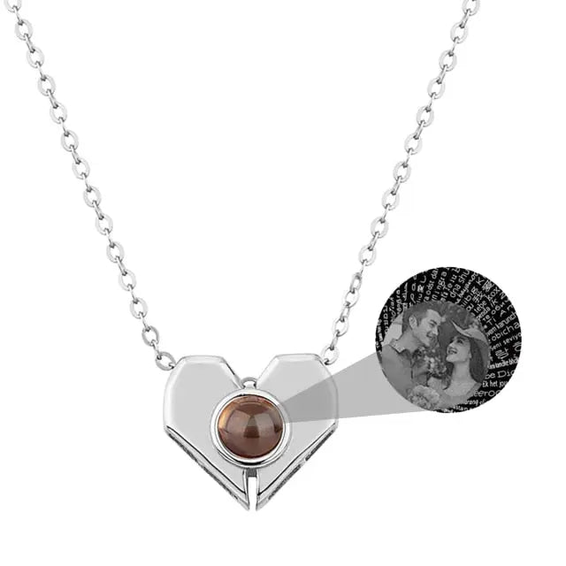 Personalized Heart Shaped Projection Necklace Custom Photo Pendan nowadaysfashion