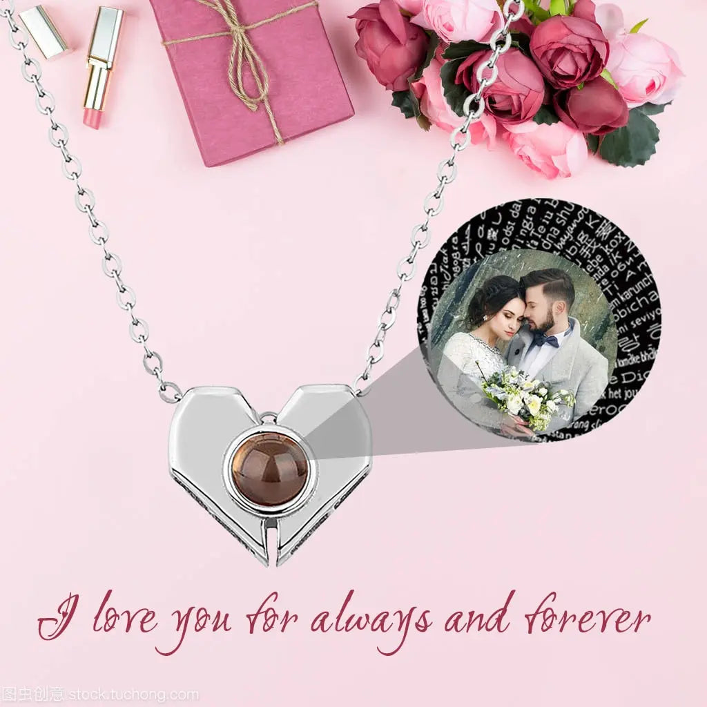 Personalized Heart Shaped Projection Necklace Custom Photo Pendan nowadaysfashion