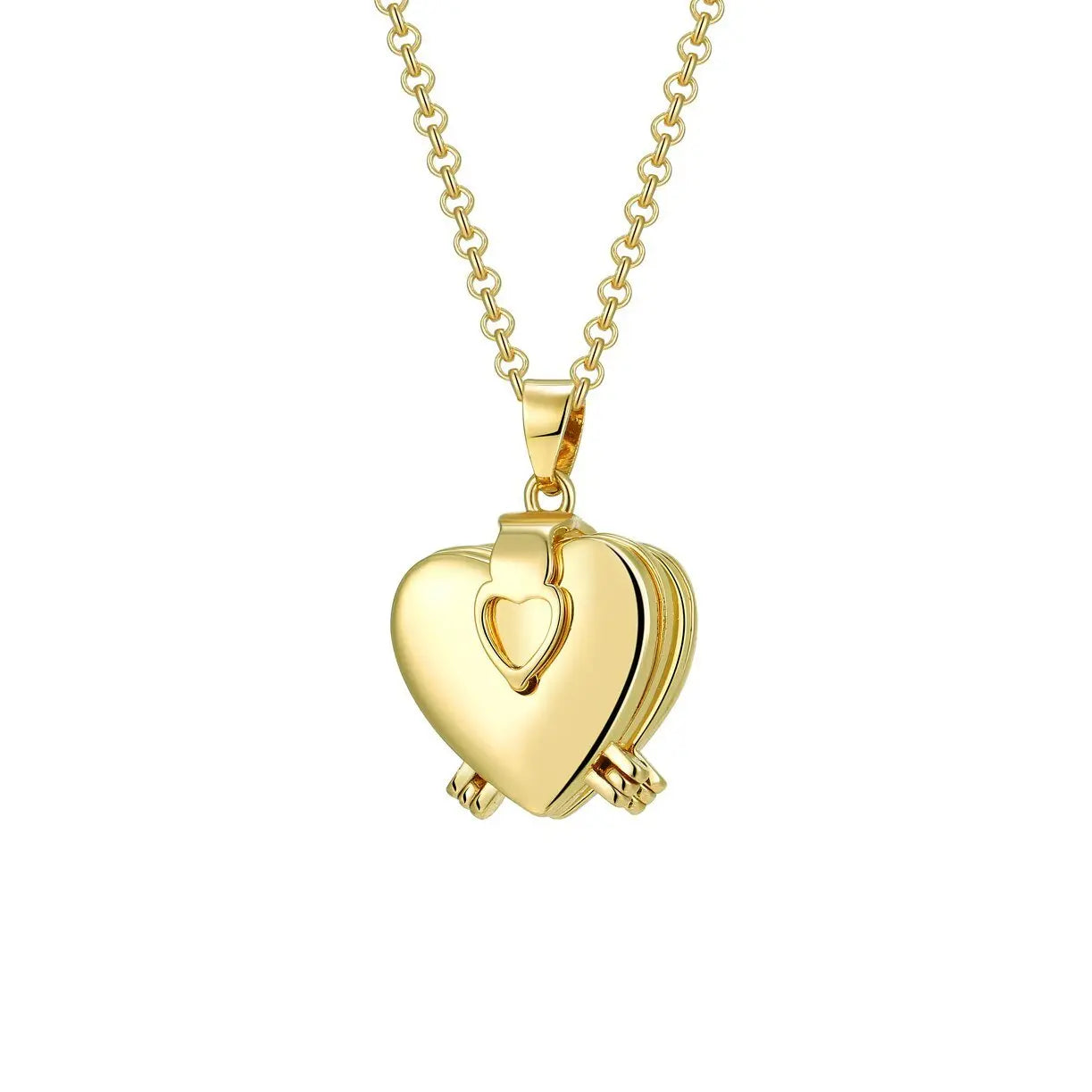 Personalized Love Heart Locket Necklace Custom 4 Photos Adjustable Pendant - Blade & Thread