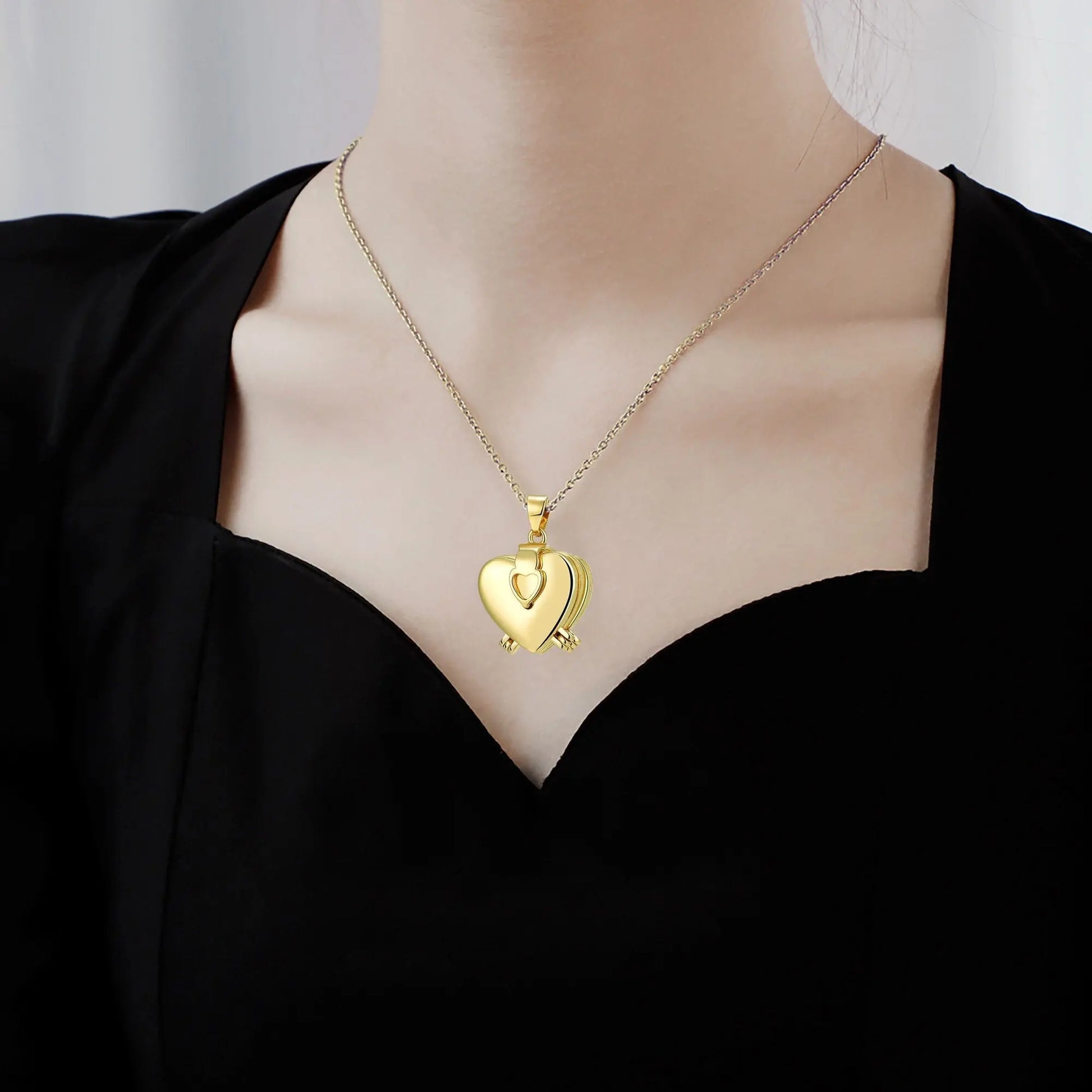Personalized Love Heart Locket Necklace Custom 4 Photos Adjustable Pendant - Blade & Thread