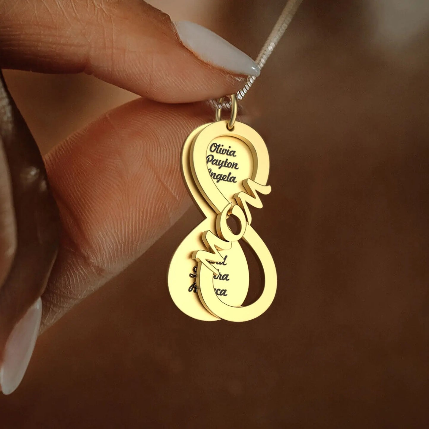 Personalized MOM Name Necklace Rotate Double Layer Pendant Best Gifts - Blade & Thread