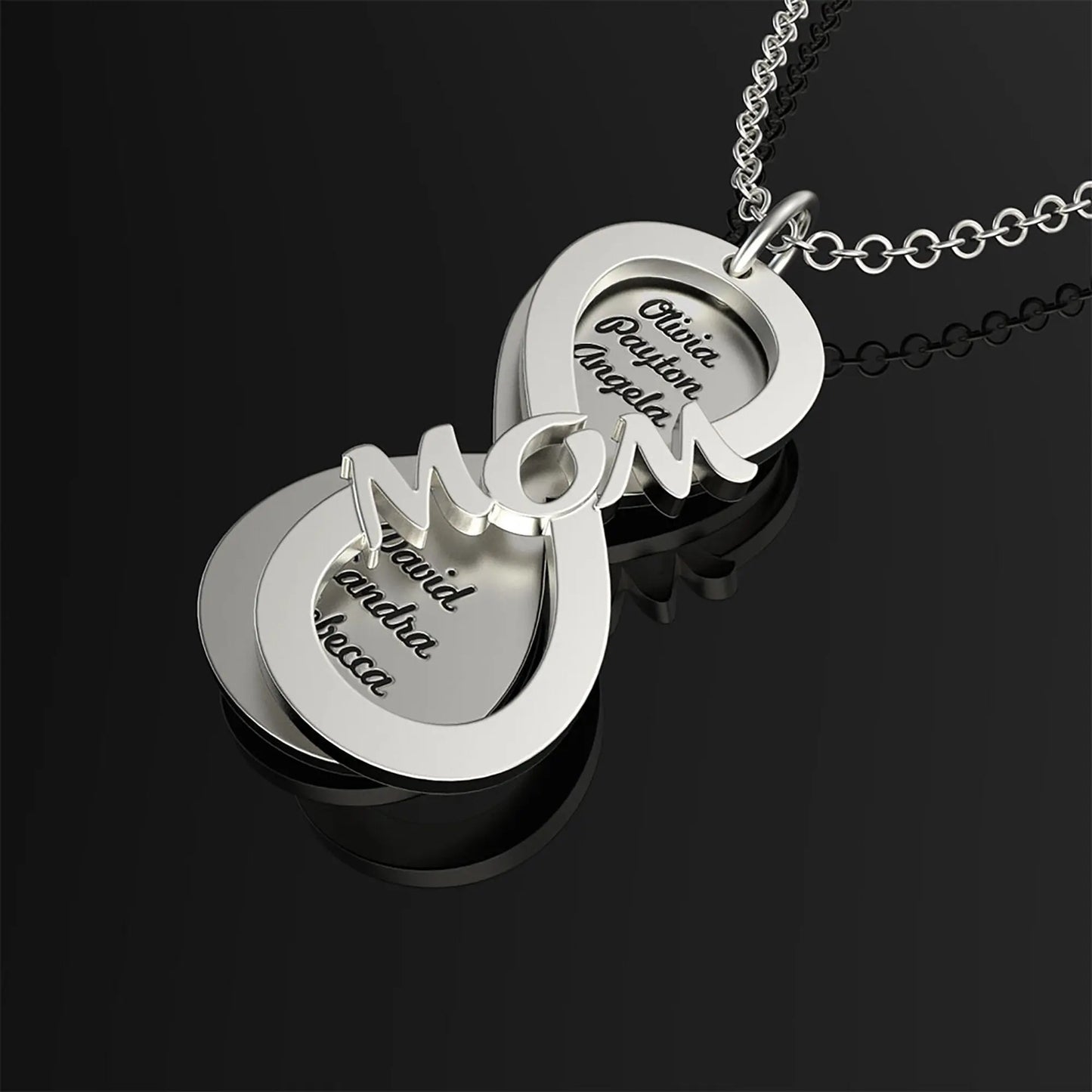 Personalized MOM Name Necklace Rotate Double Layer Pendant Best Gifts - Blade & Thread