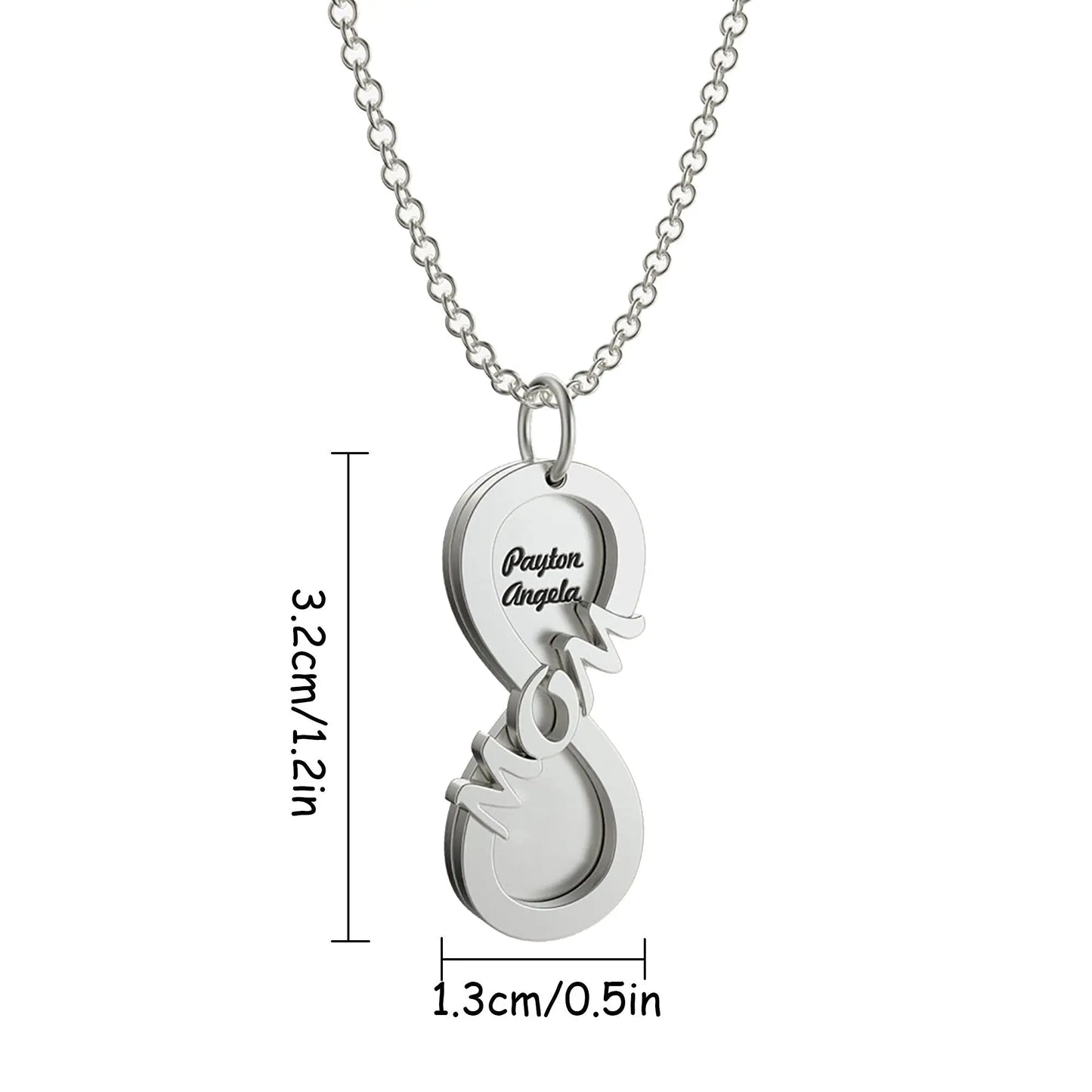 Personalized MOM Name Necklace Rotate Double Layer Pendant Best Gifts - Blade & Thread