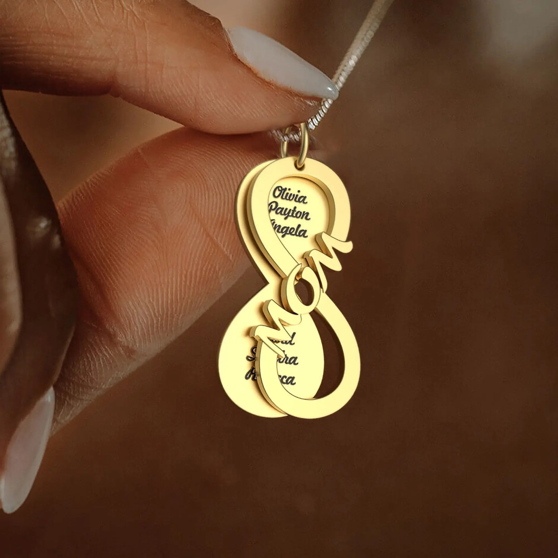Personalized MOM Name Necklace Rotate Double Layer Pendant Best Gifts - Blade & Thread
