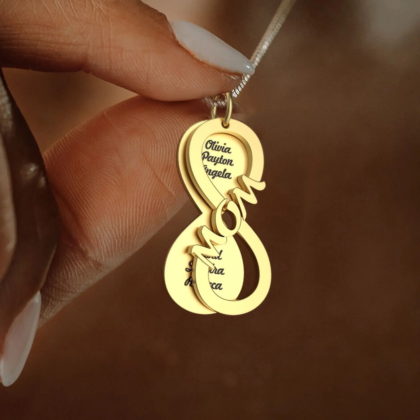 Personalized MOM Name Necklace Rotate Double Layer Pendant Best Gifts - Blade & Thread