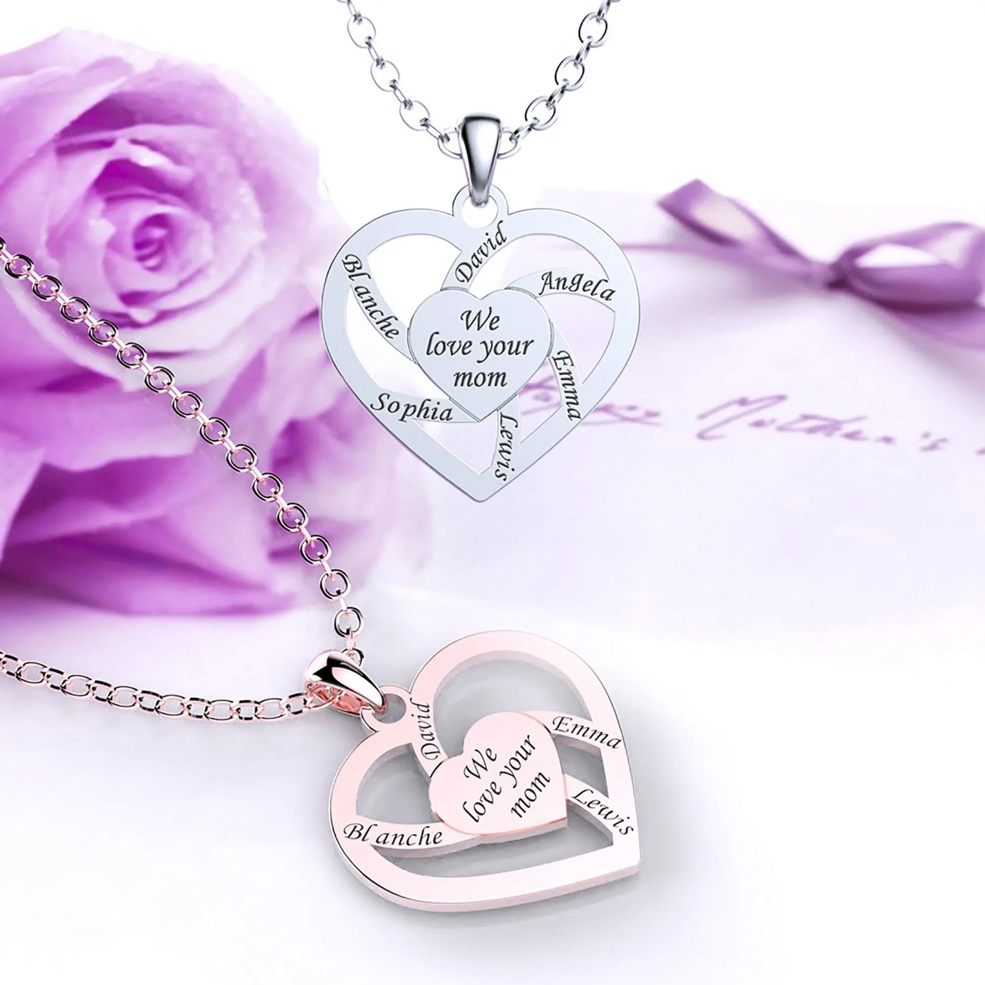 Personalized Mother Name Necklace With Text Custom Heart Pendant Necklace - Blade & Thread