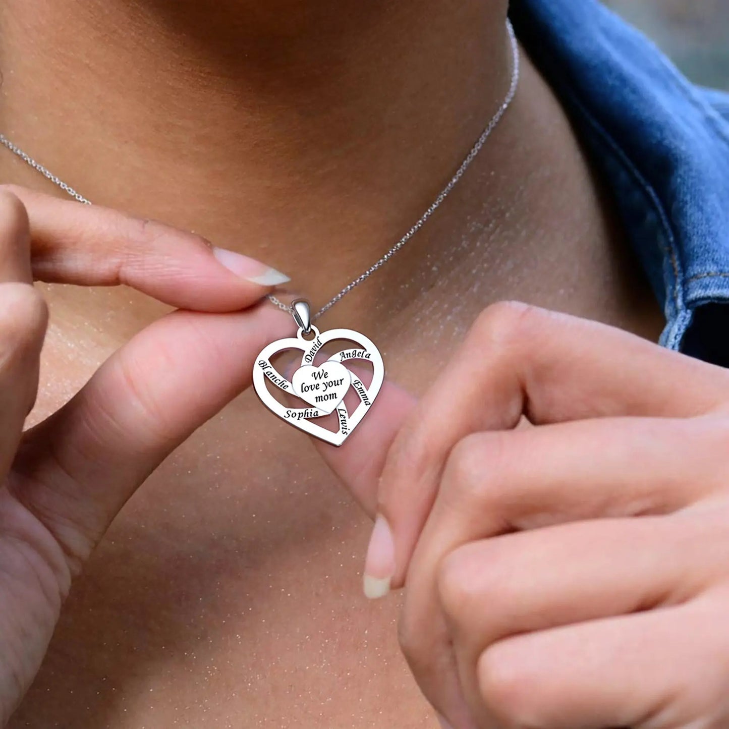 Personalized Mother Name Necklace With Text Custom Heart Pendant Necklace - Blade & Thread