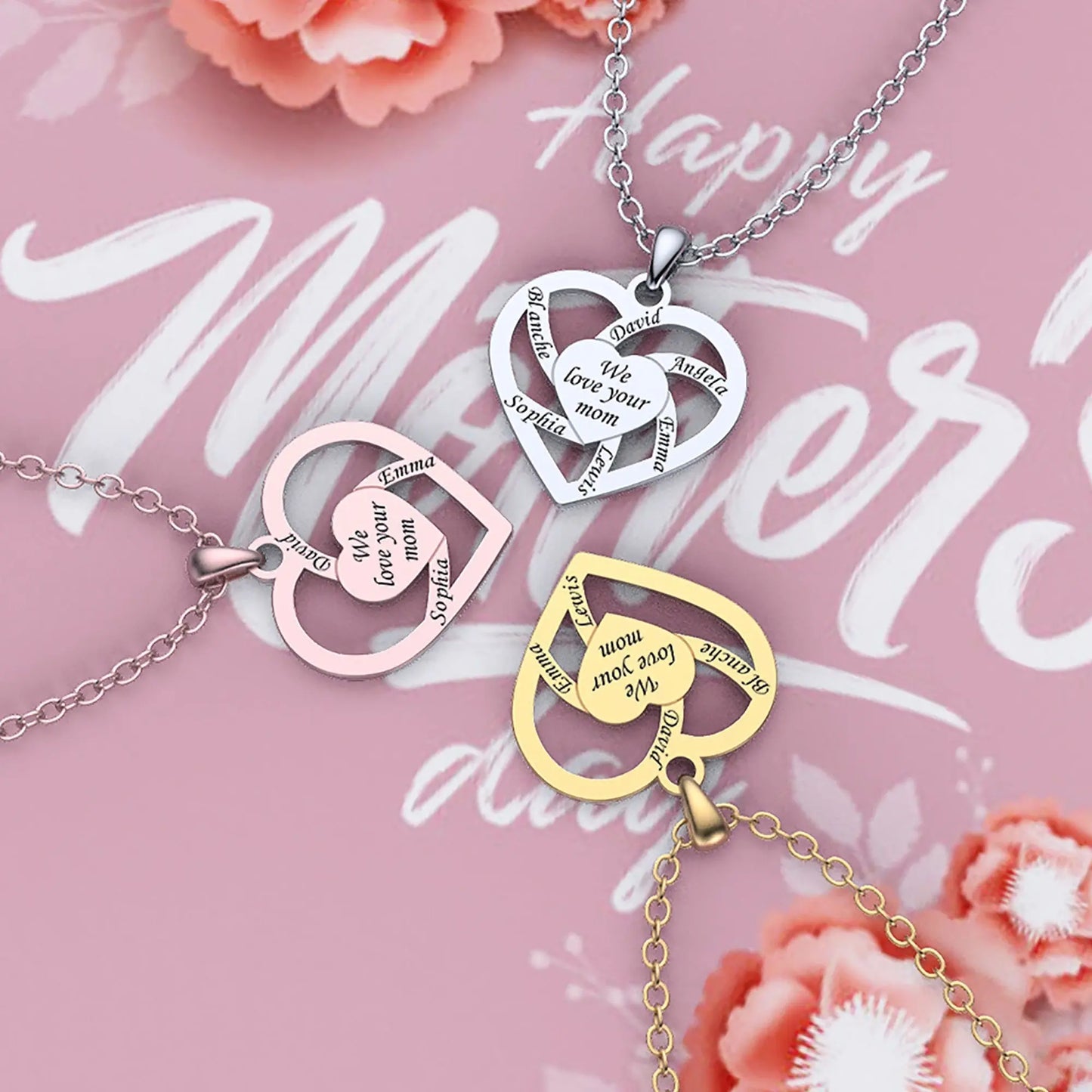 Personalized Mother Name Necklace With Text Custom Heart Pendant Necklace - Blade & Thread