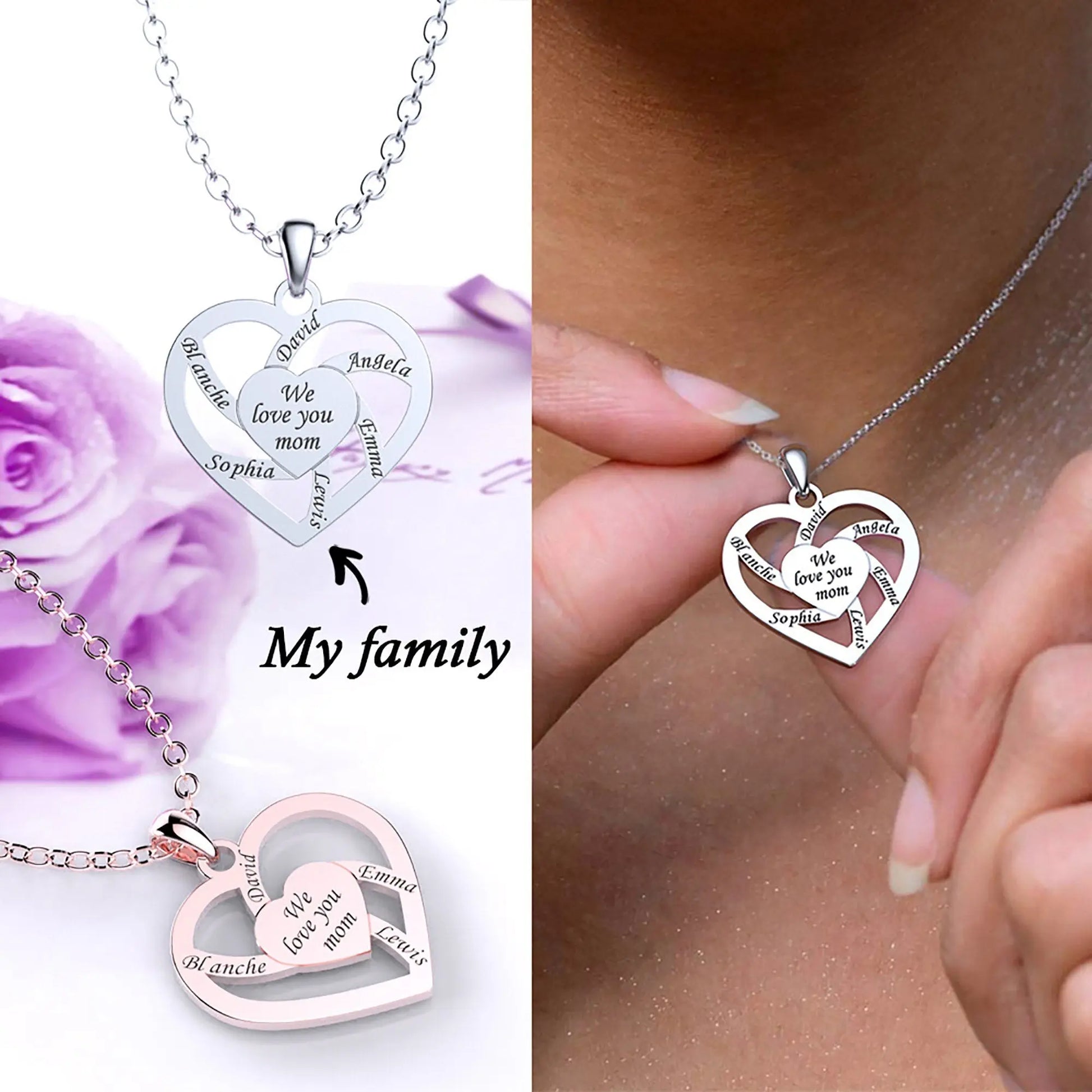 Personalized Mother Name Necklace With Text Custom Heart Pendant Necklace - Blade & Thread