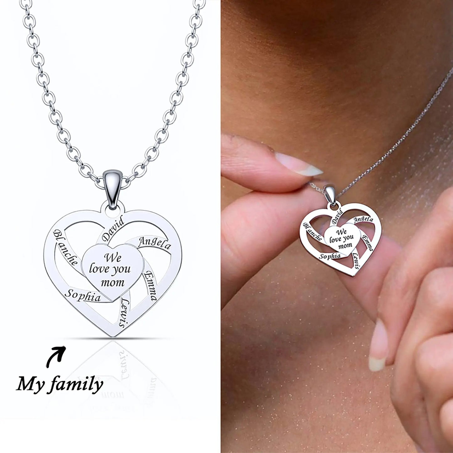 Personalized Mother Name Necklace With Text Custom Heart Pendant Necklace - Blade & Thread