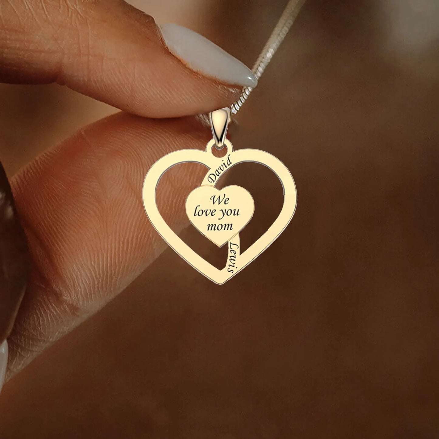 Personalized Mother Name Necklace With Text Custom Heart Pendant Necklace - Blade & Thread