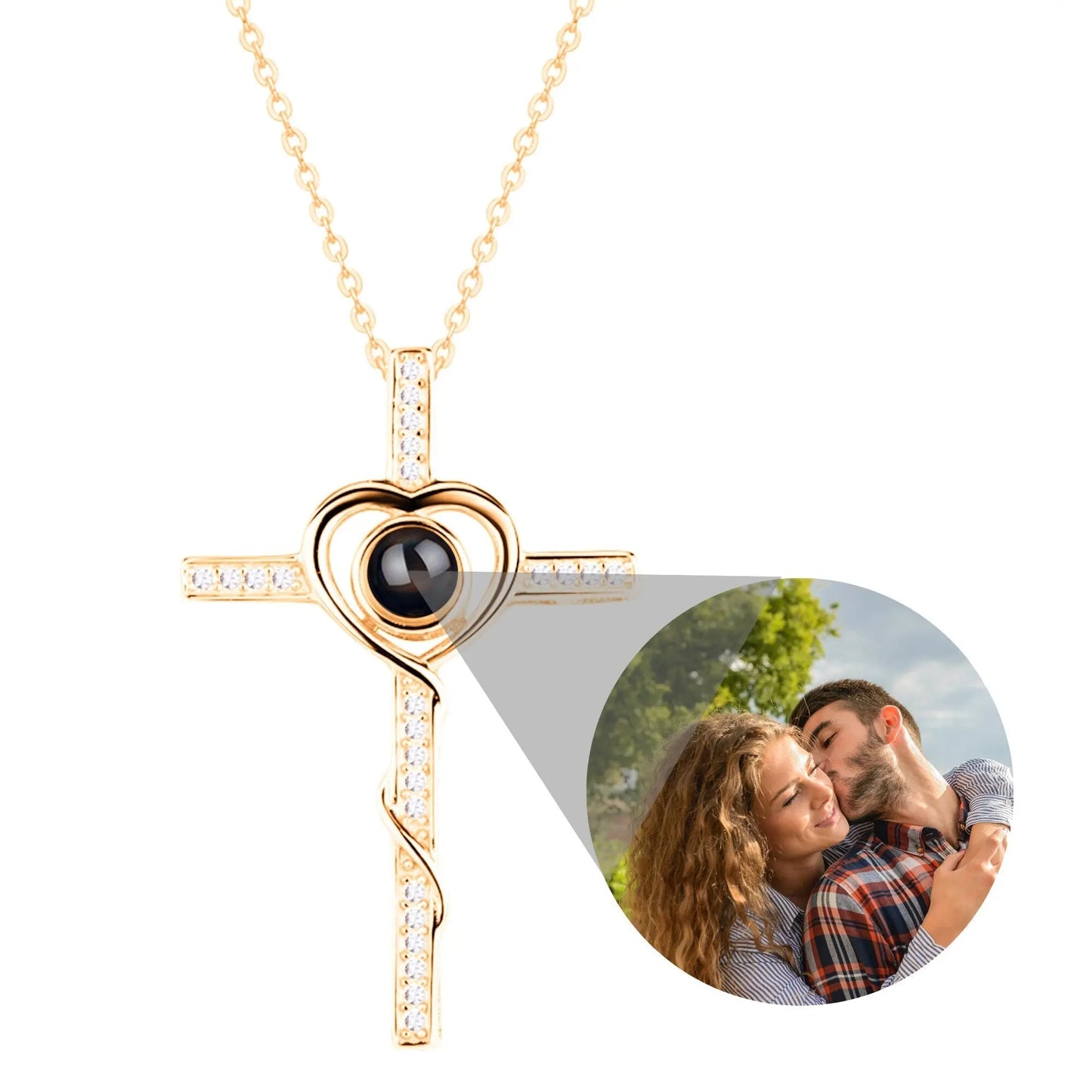 Personalized Name Custom Photo Cross Projection Necklace 925 Silver Necklace - Blade & Thread