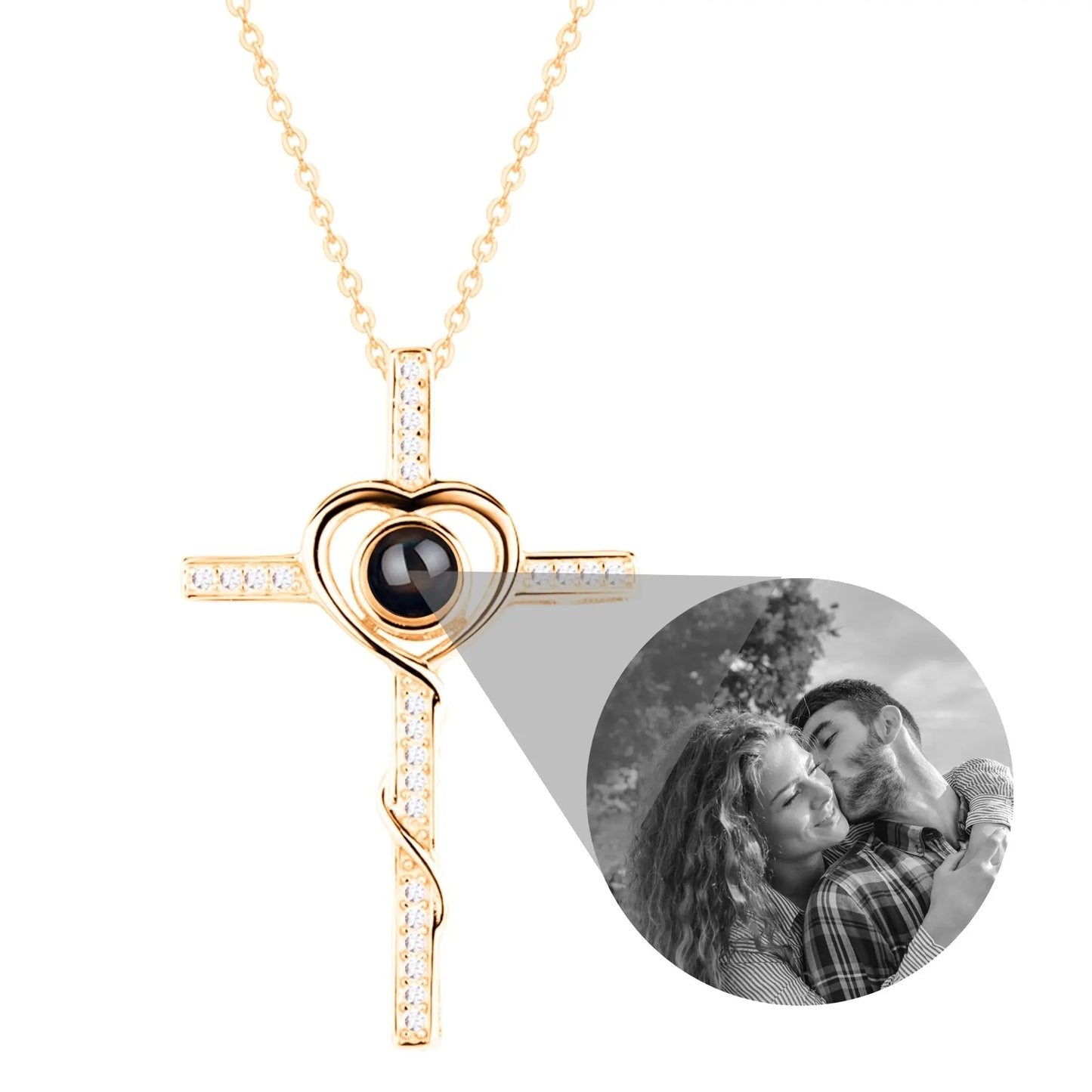 Personalized Name Custom Photo Cross Projection Necklace 925 Silver Necklace - Blade & Thread