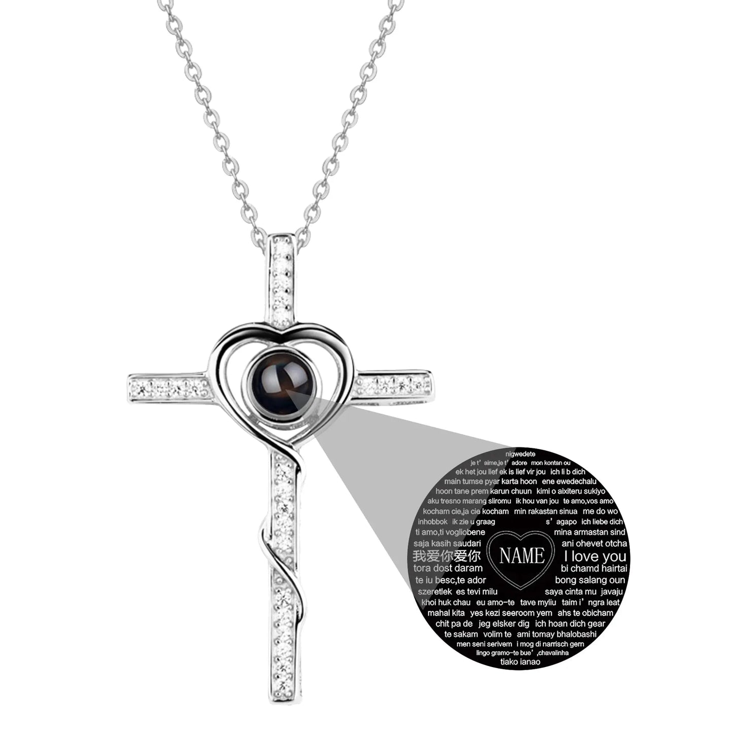 Personalized Name Custom Photo Cross Projection Necklace 925 Silver Necklace - Blade & Thread