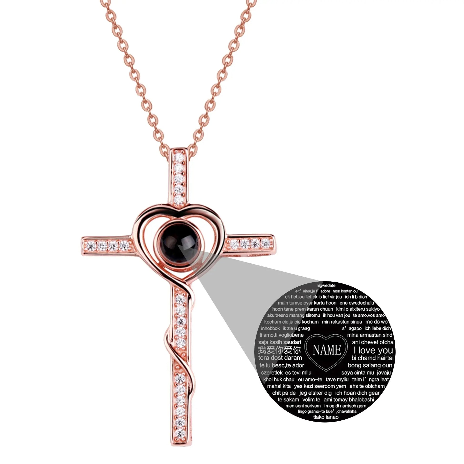 Personalized Name Custom Photo Cross Projection Necklace 925 Silver Necklace - Blade & Thread