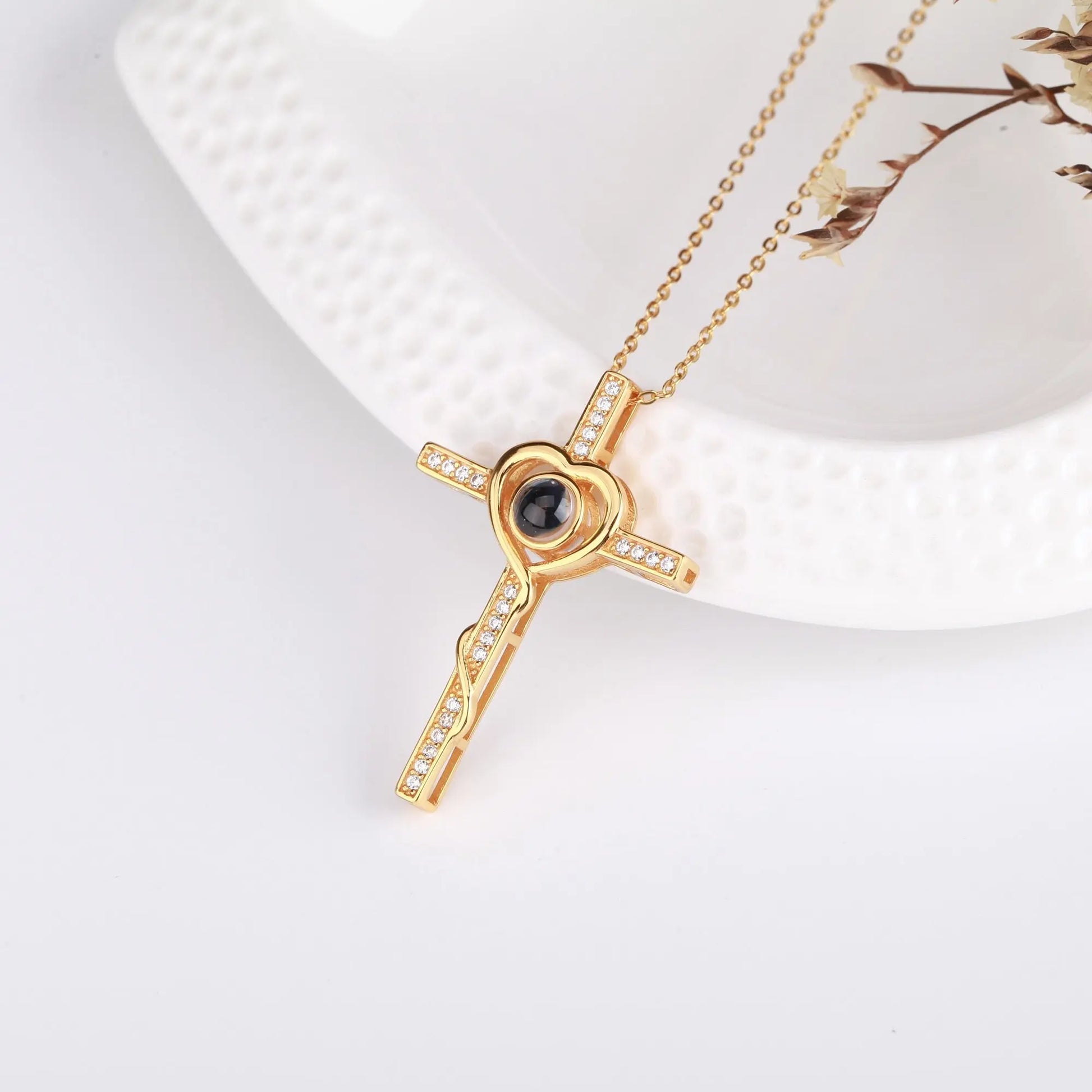 Personalized Name Custom Photo Cross Projection Necklace 925 Silver Necklace - Blade & Thread