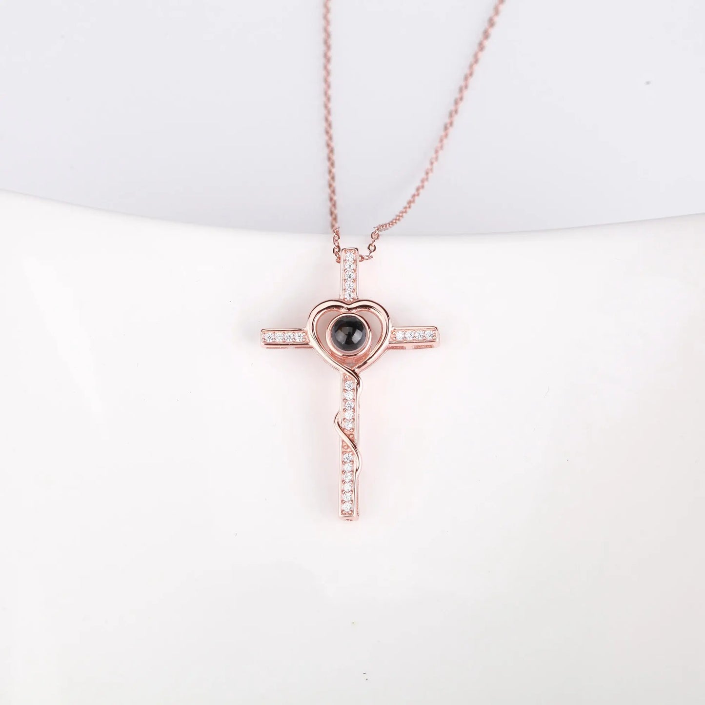 Personalized Name Custom Photo Cross Projection Necklace 925 Silver Necklace - Blade & Thread