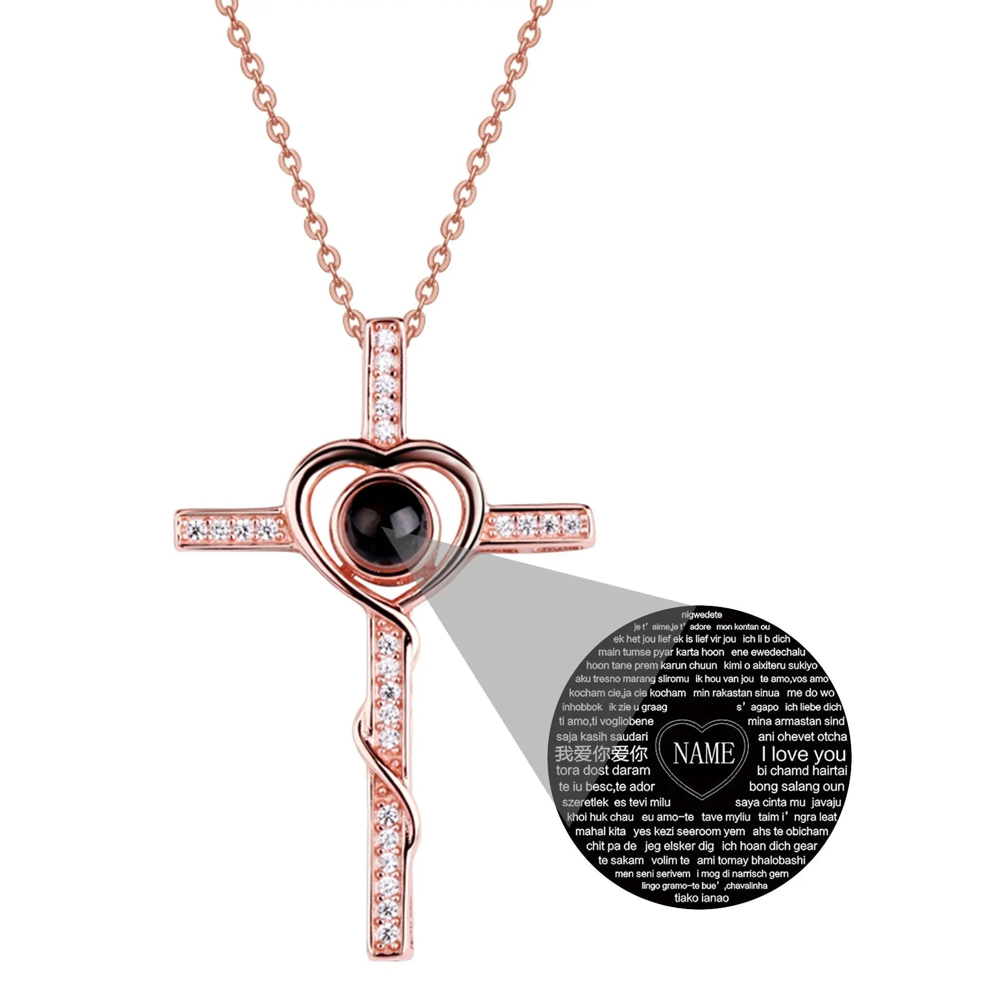 Personalized Name Custom Photo Cross Projection Necklace 925 Silver Necklace - Blade & Thread