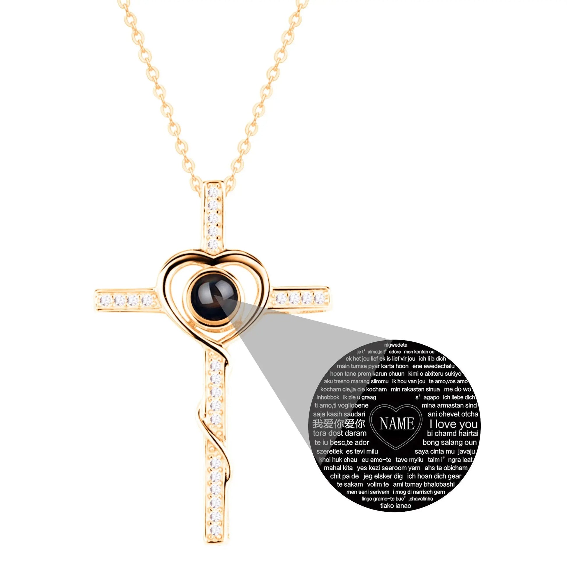 Personalized Name Custom Photo Cross Projection Necklace 925 Silver Necklace - Blade & Thread