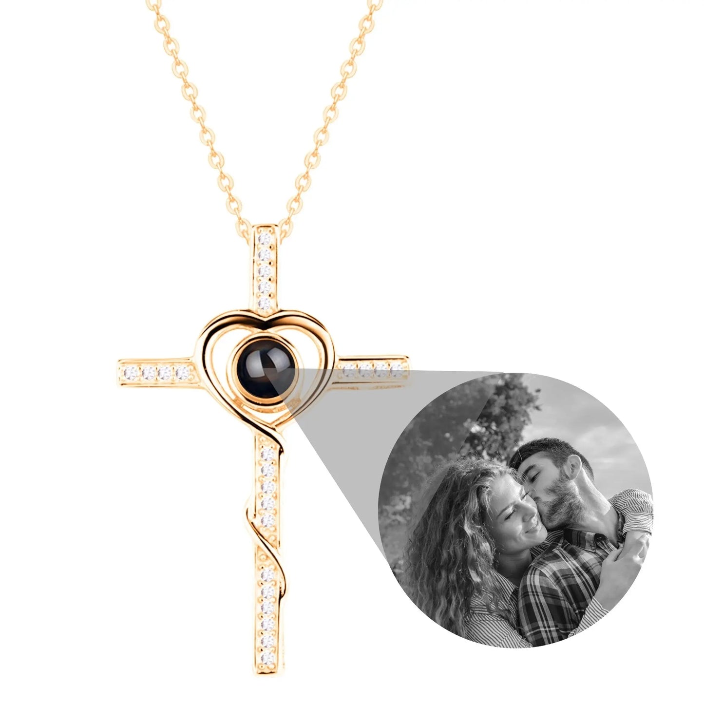 Personalized Name Custom Photo Cross Projection Necklace 925 Silver Necklace - Blade & Thread
