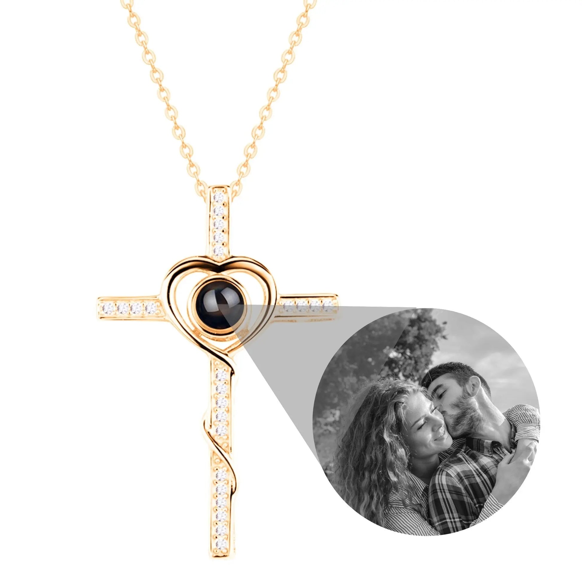 Personalized Name Custom Photo Cross Projection Necklace 925 Silver Necklace - Blade & Thread