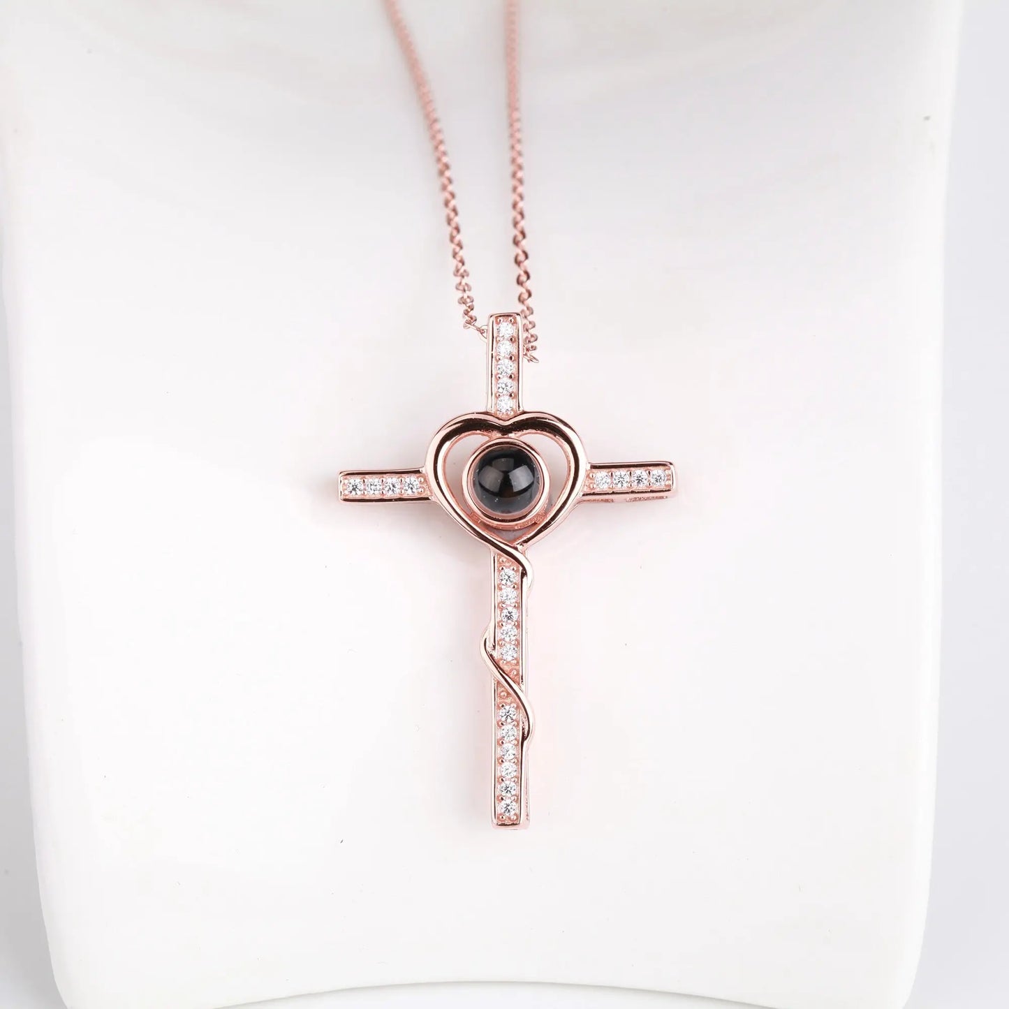 Personalized Name Custom Photo Cross Projection Necklace 925 Silver Necklace - Blade & Thread
