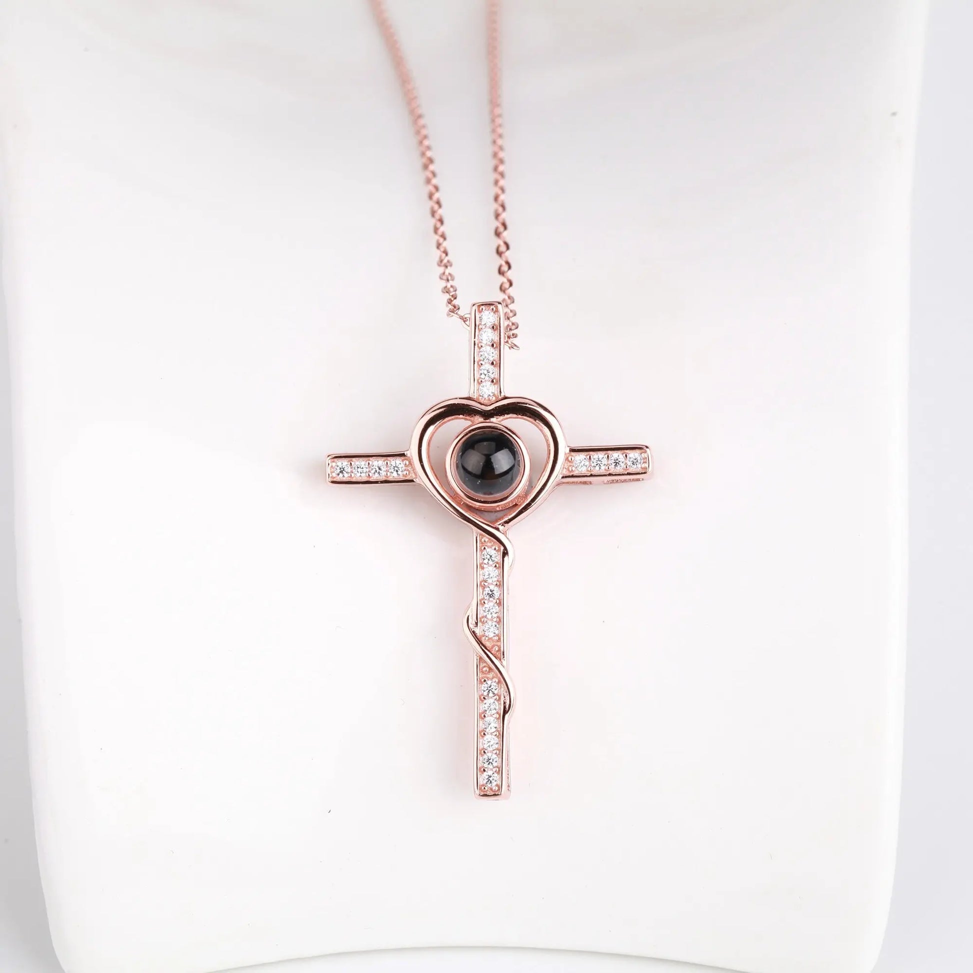 Personalized Name Custom Photo Cross Projection Necklace 925 Silver Necklace - Blade & Thread