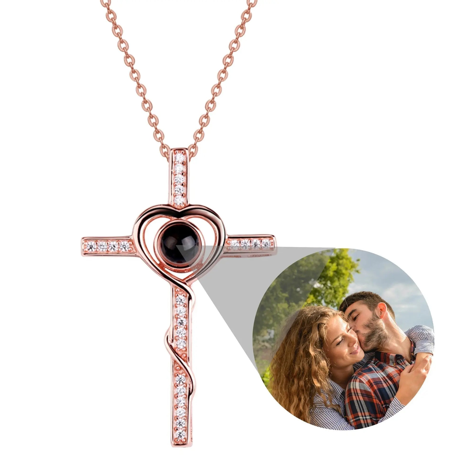 Personalized Name Custom Photo Cross Projection Necklace 925 Silver Necklace - Blade & Thread