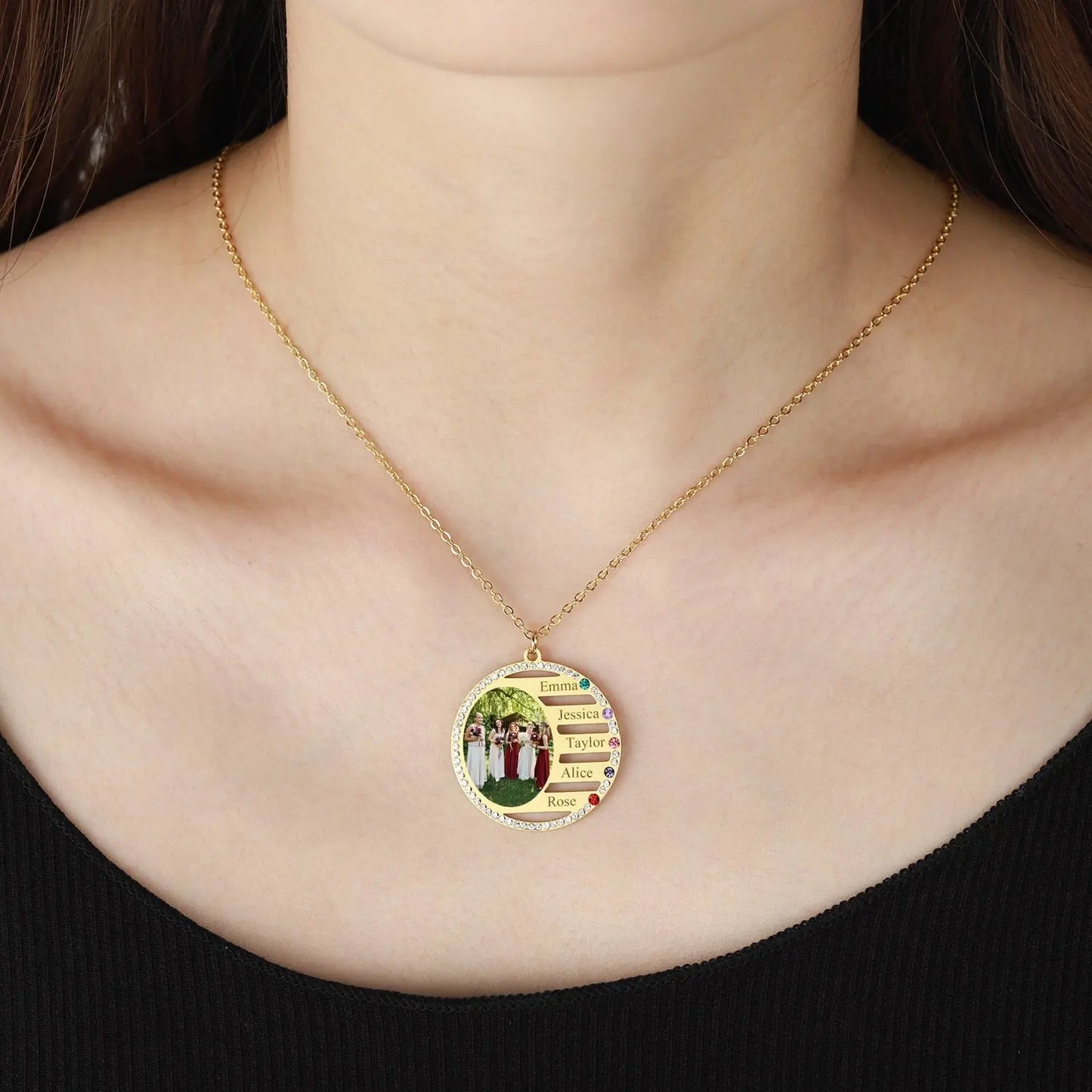 Personalized Name Necklace For Family Gift Birthstone Crystal Pendan - Blade & Thread