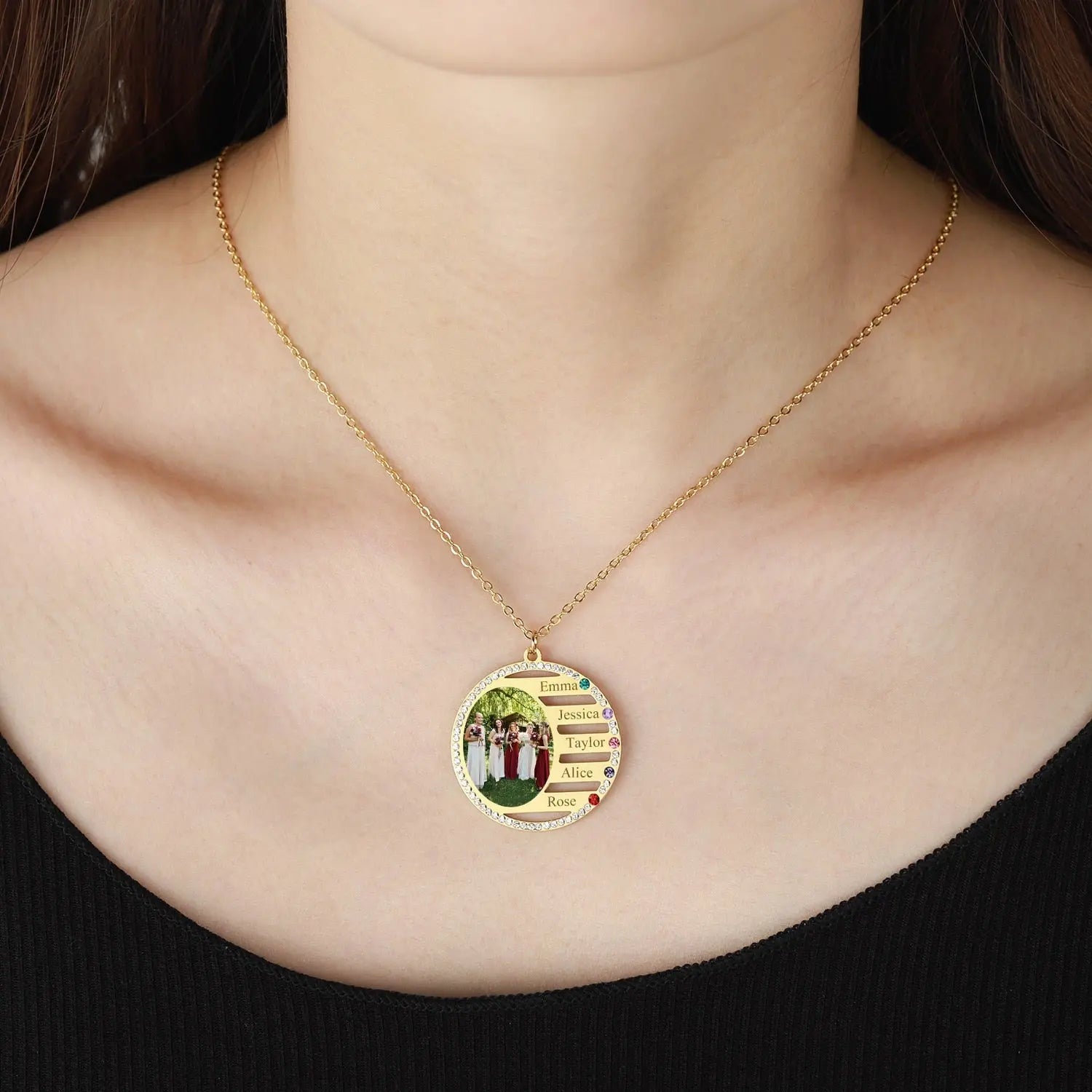 Personalized Name Necklace For Family Gift Birthstone Crystal Pendan - Blade & Thread