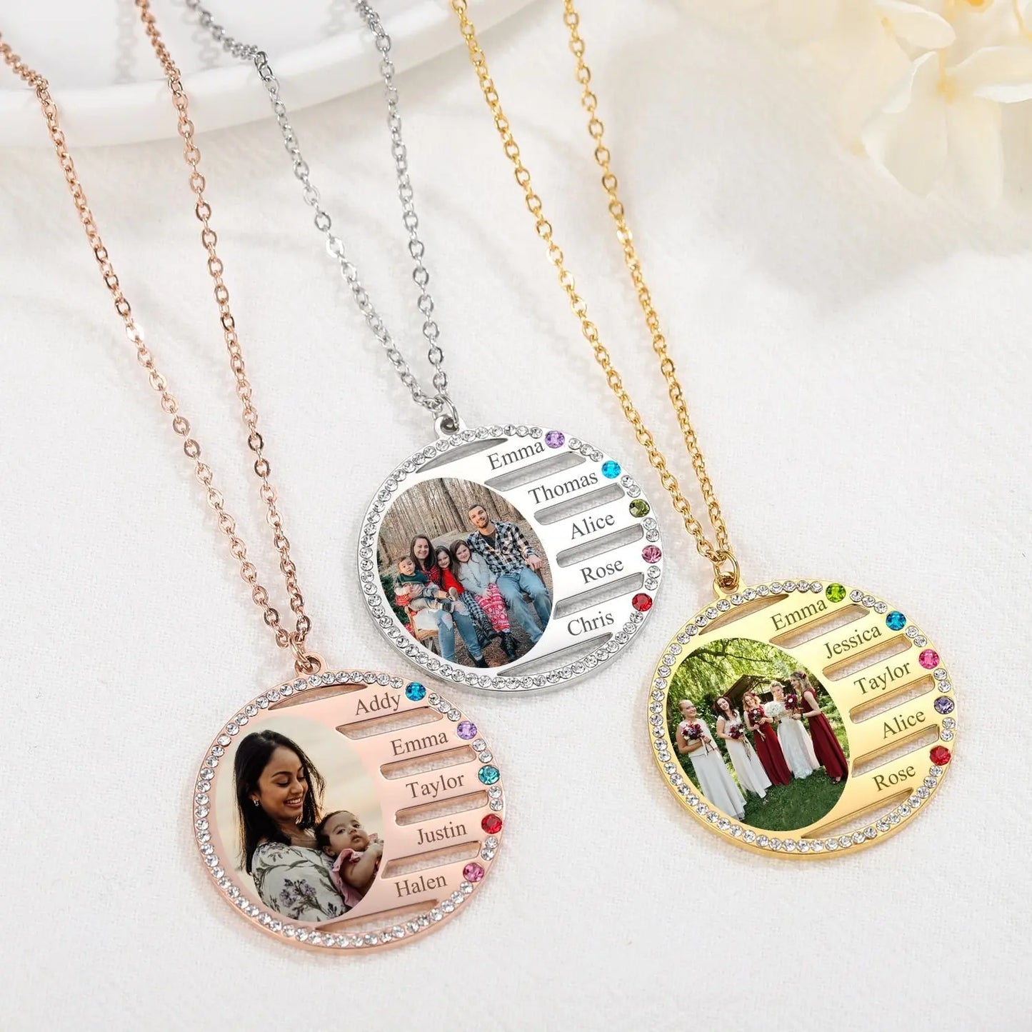 Personalized Name Necklace For Family Gift Birthstone Crystal Pendan - Blade & Thread