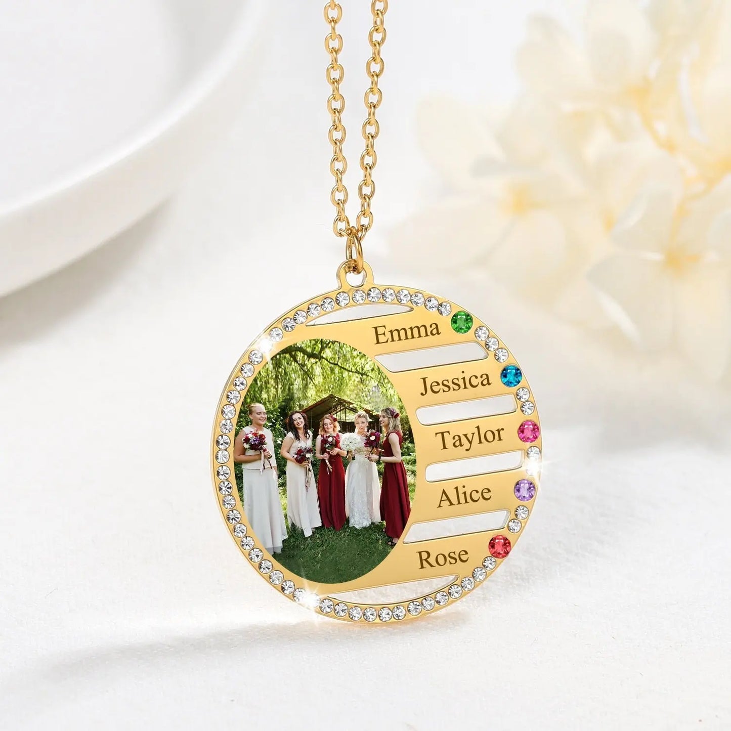 Personalized Name Necklace For Family Gift Birthstone Crystal Pendan - Blade & Thread