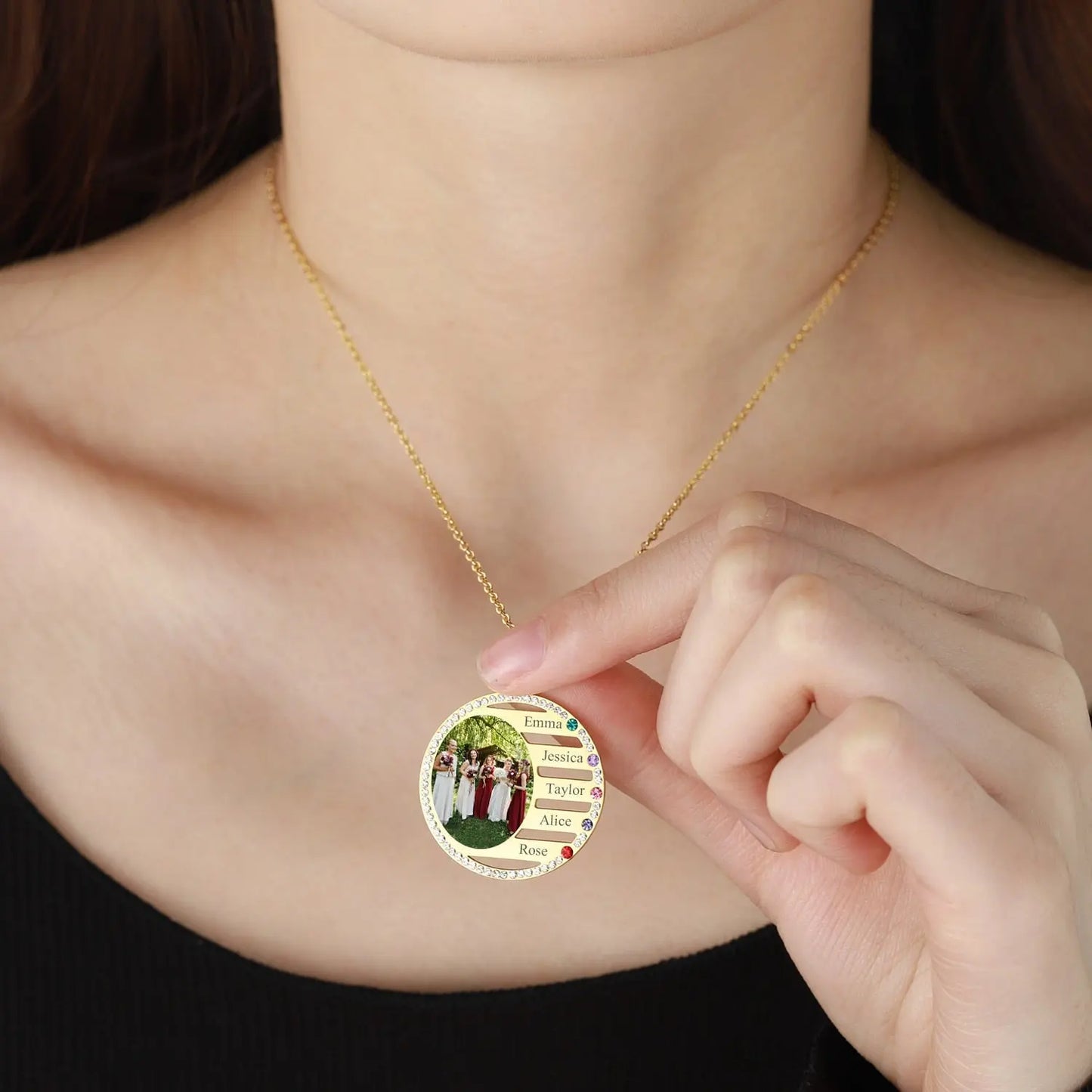 Personalized Name Necklace For Family Gift Birthstone Crystal Pendan - Blade & Thread