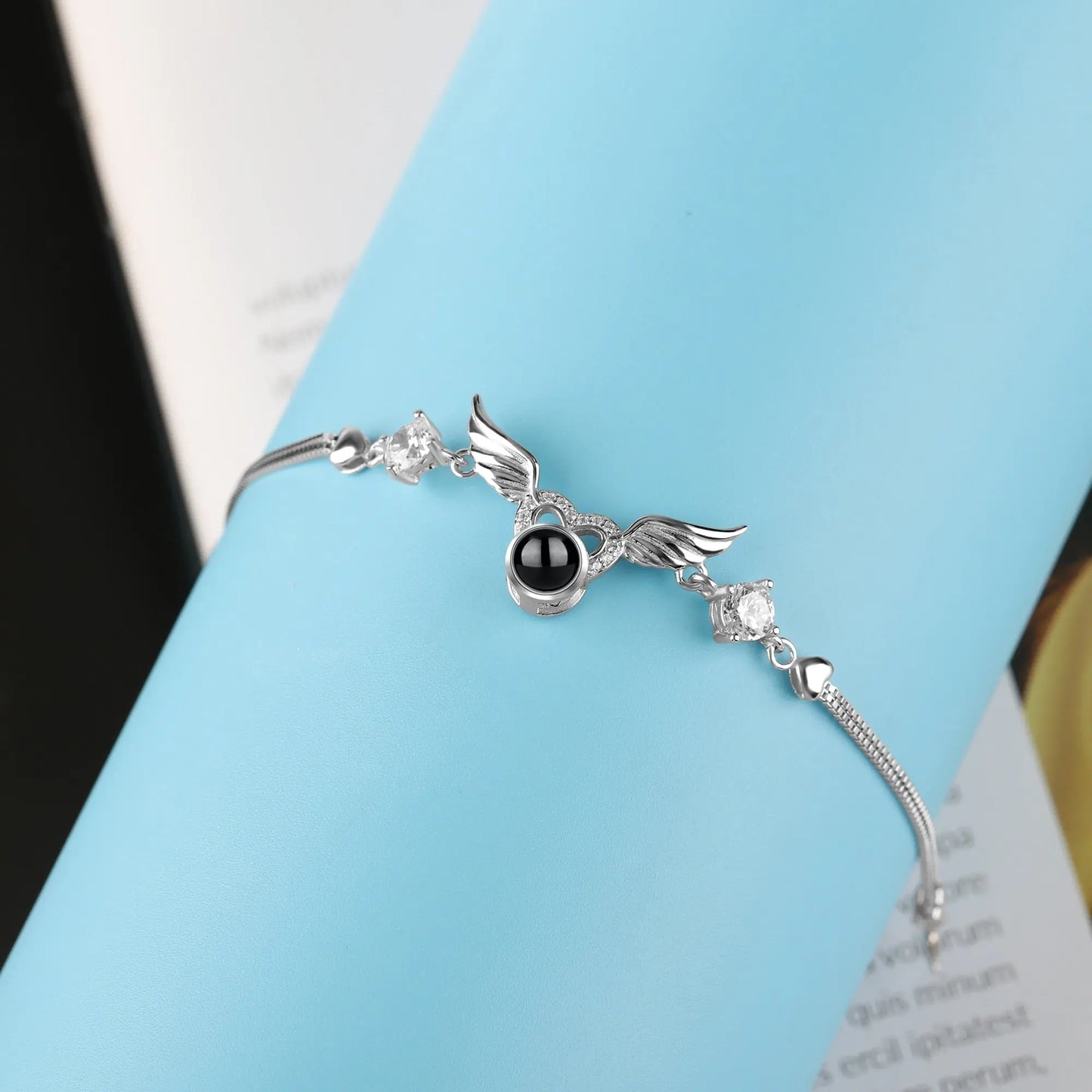 Personalized Photo 100 Languages Projection Bracelet for Angle Wing Memory Bracelets - Blade & Thread