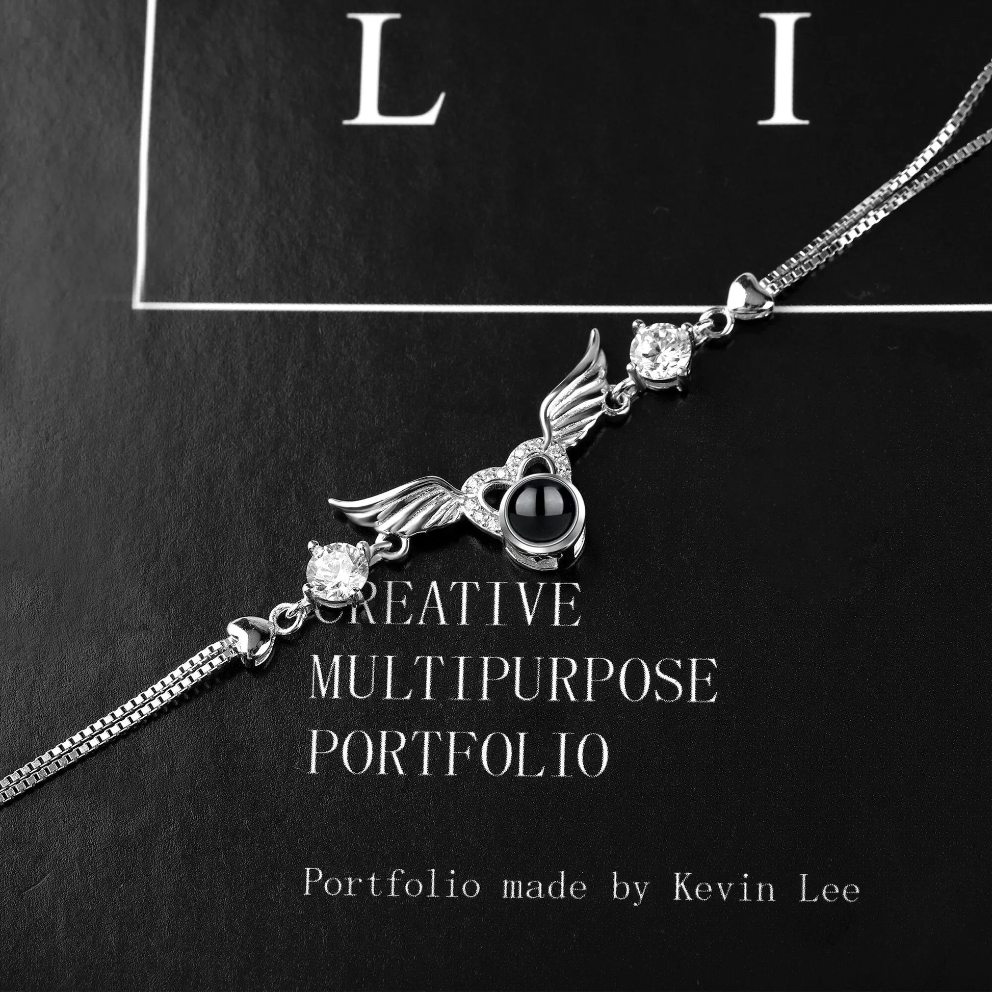 Personalized Photo 100 Languages Projection Bracelet for Angle Wing Memory Bracelets - Blade & Thread