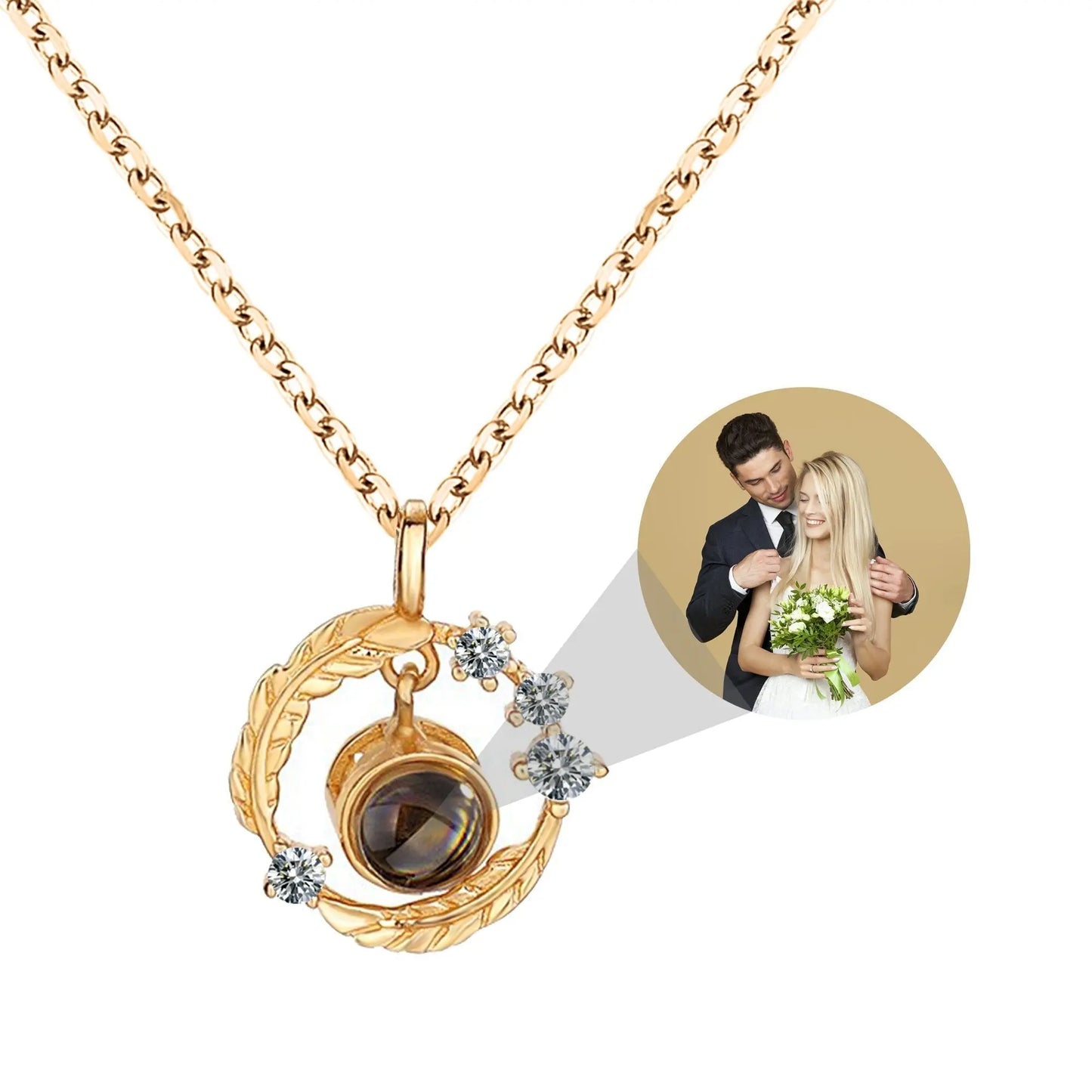 Personalized Photo Feather Projection Necklace New Jewelry - Blade & Thread