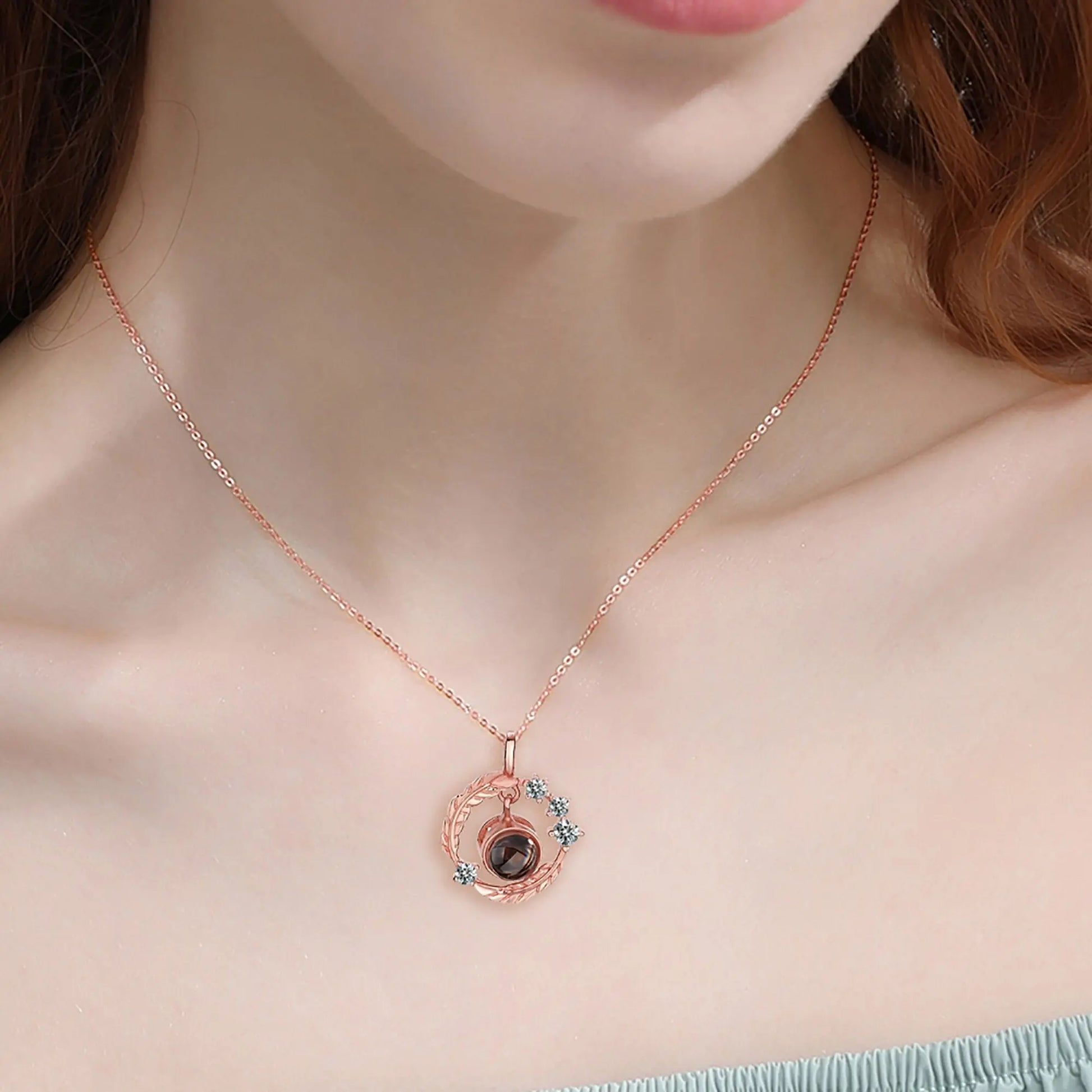 Personalized Photo Feather Projection Necklace New Jewelry - Blade & Thread