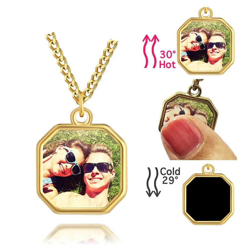 Personalized photo heating color changing necklace - Blade & Thread