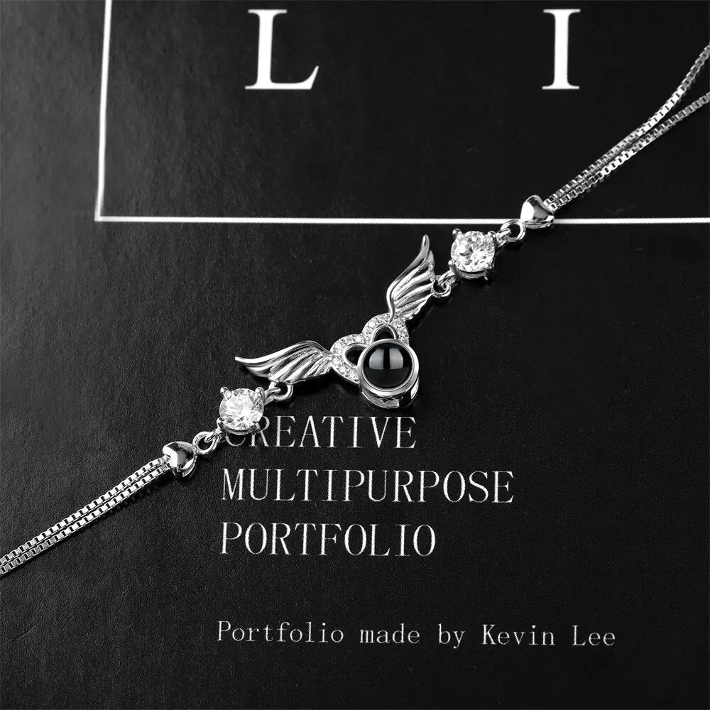Personalized Photo name Projection Bracelet for Angle Wing Memory Bracelets - Blade & Thread