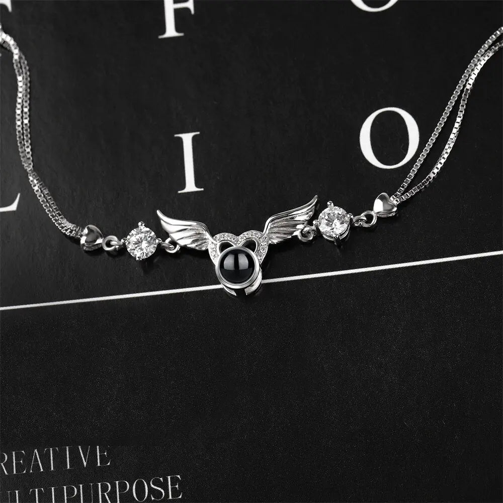 Personalized Photo name Projection Bracelet for Angle Wing Memory Bracelets - Blade & Thread