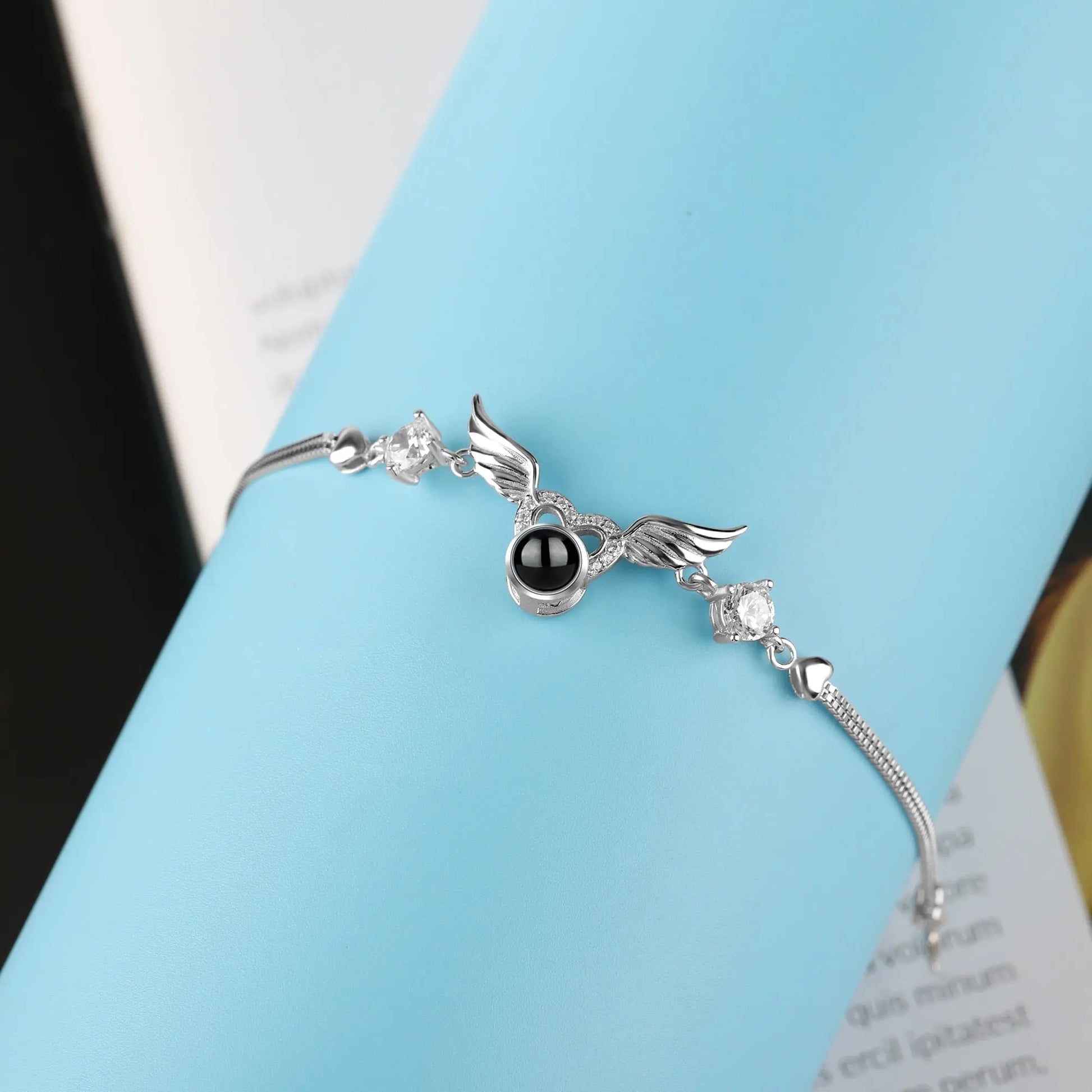 Personalized Photo name Projection Bracelet for Angle Wing Memory Bracelets - Blade & Thread