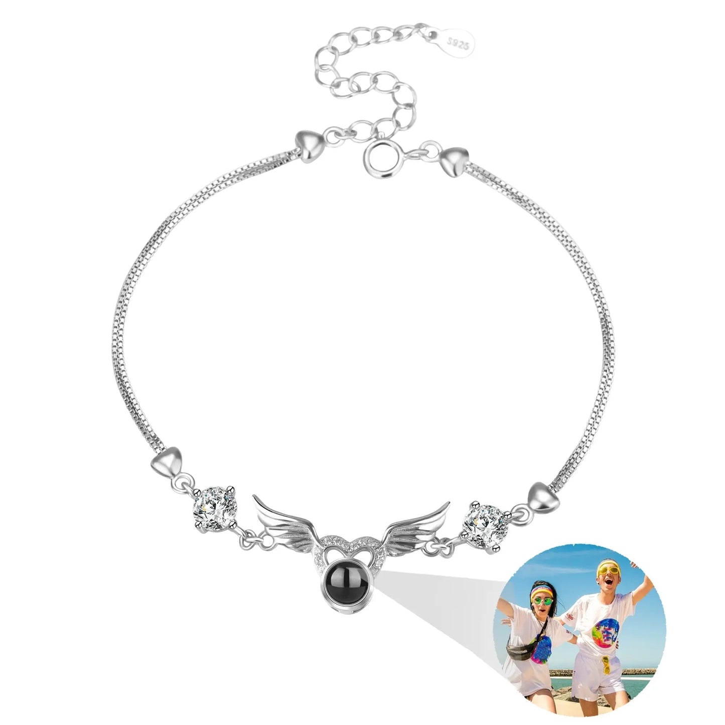 Personalized Photo name Projection Bracelet for Angle Wing Memory Bracelets - Blade & Thread