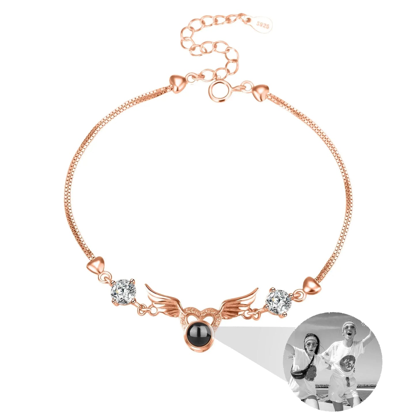 Personalized Photo name Projection Bracelet for Angle Wing Memory Bracelets - Blade & Thread