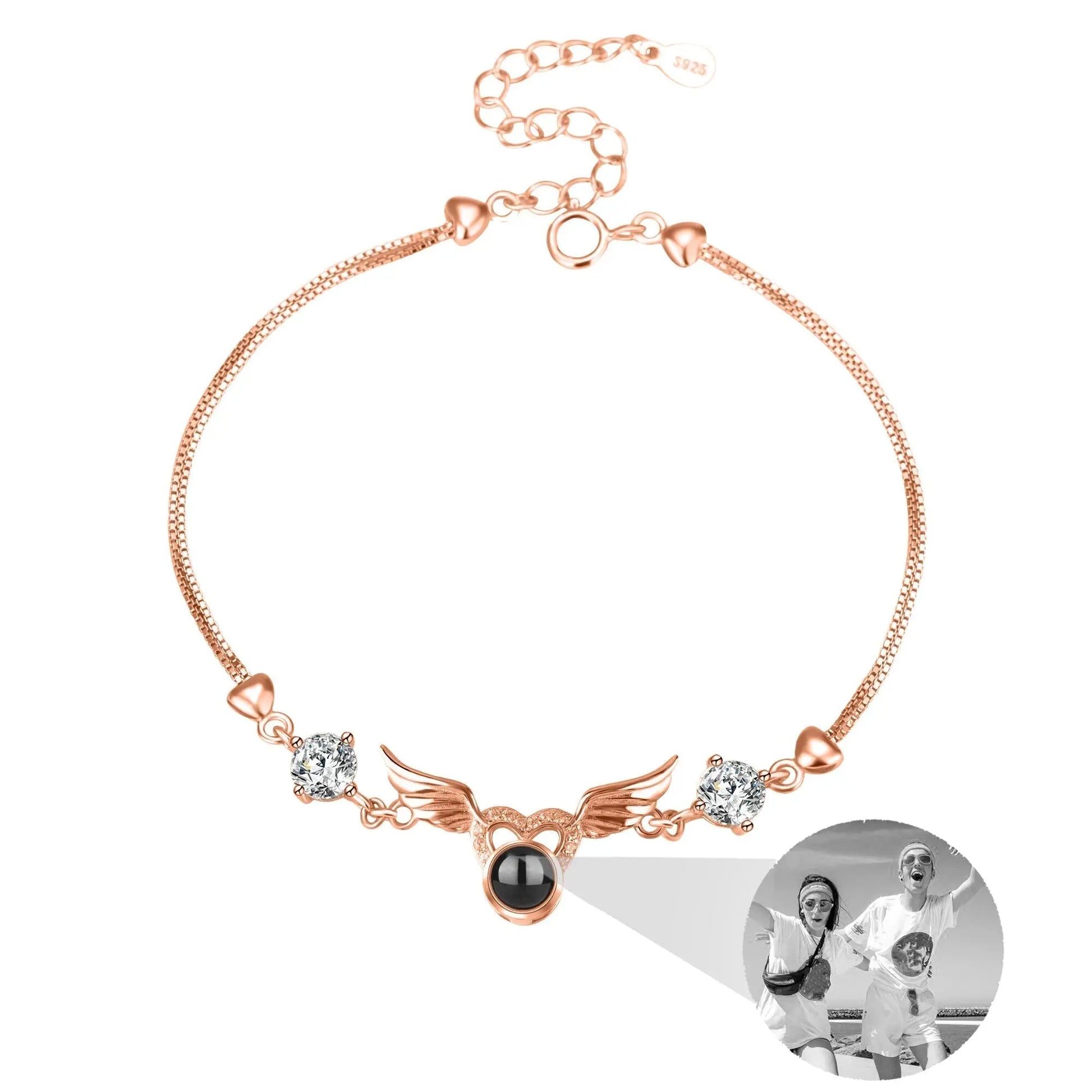 Personalized Photo name Projection Bracelet for Angle Wing Memory Bracelets - Blade & Thread