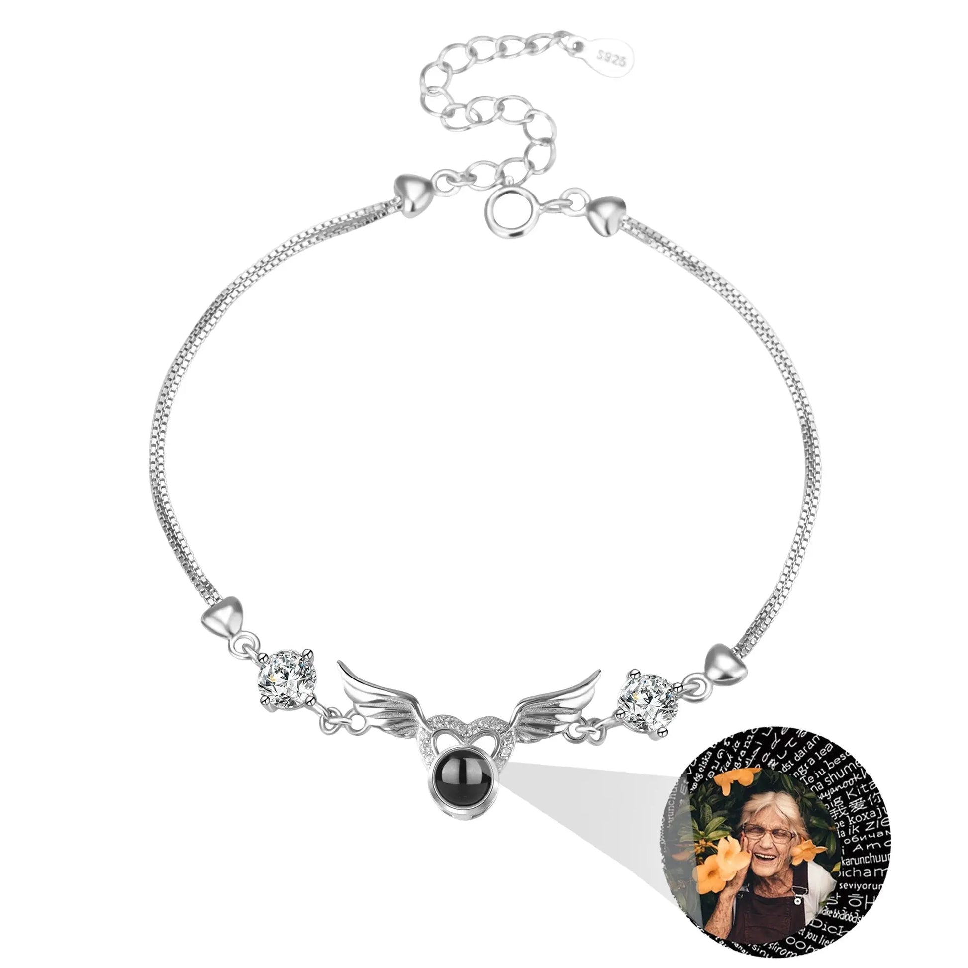 Personalized Photo name Projection Bracelet for Angle Wing Memory Bracelets - Blade & Thread