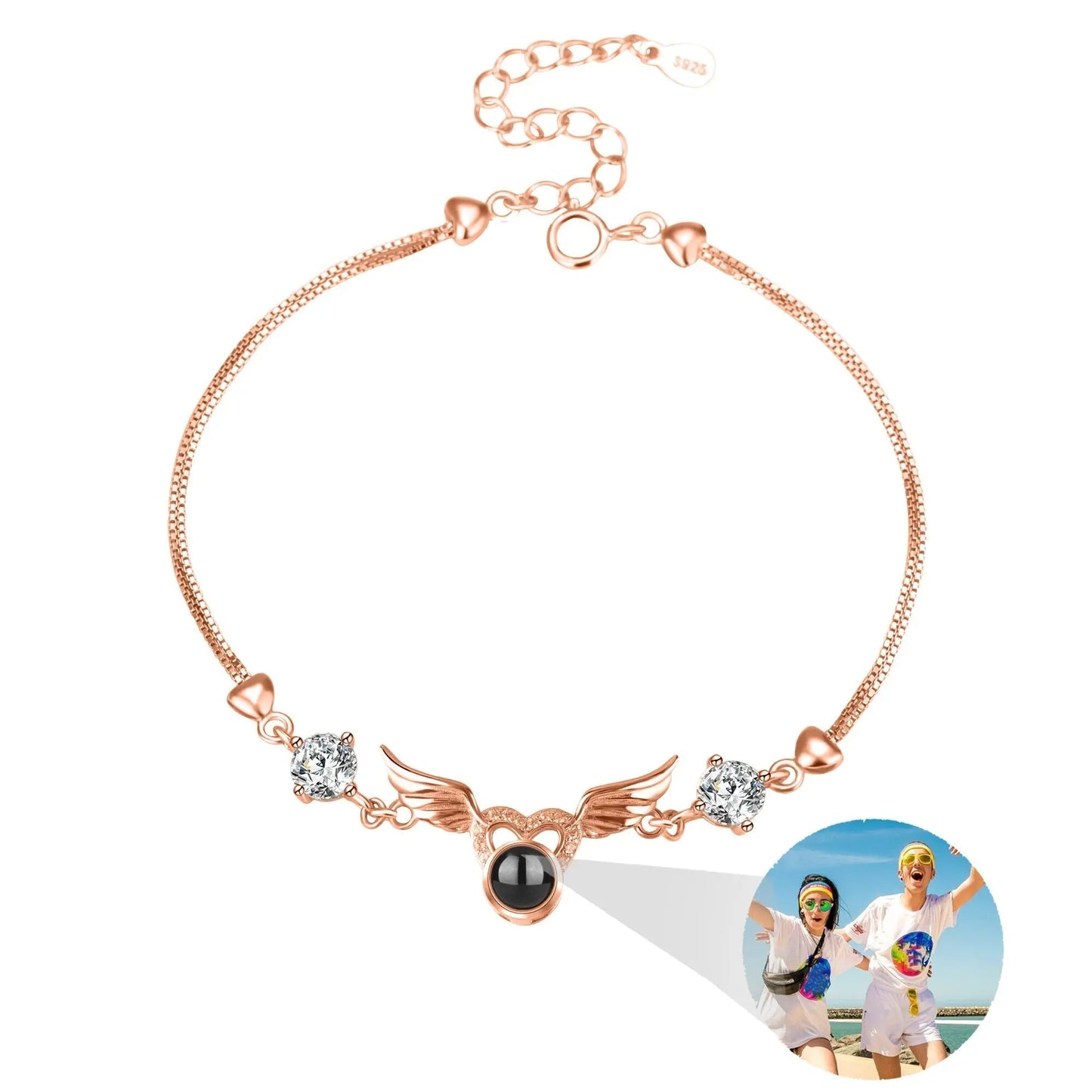 Personalized Photo name Projection Bracelet for Angle Wing Memory Bracelets - Blade & Thread