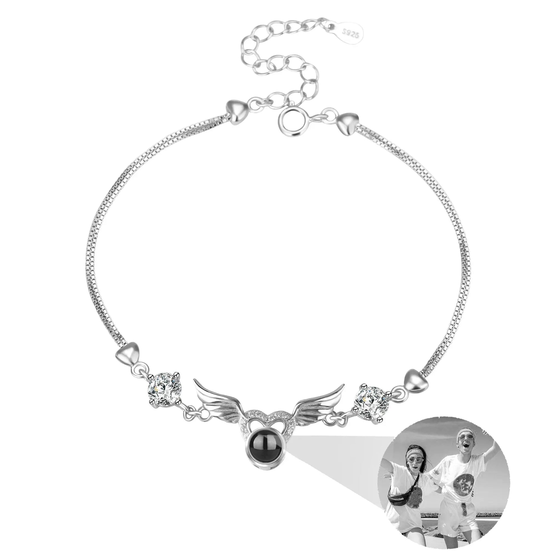 Personalized Photo name Projection Bracelet for Angle Wing Memory Bracelets - Blade & Thread